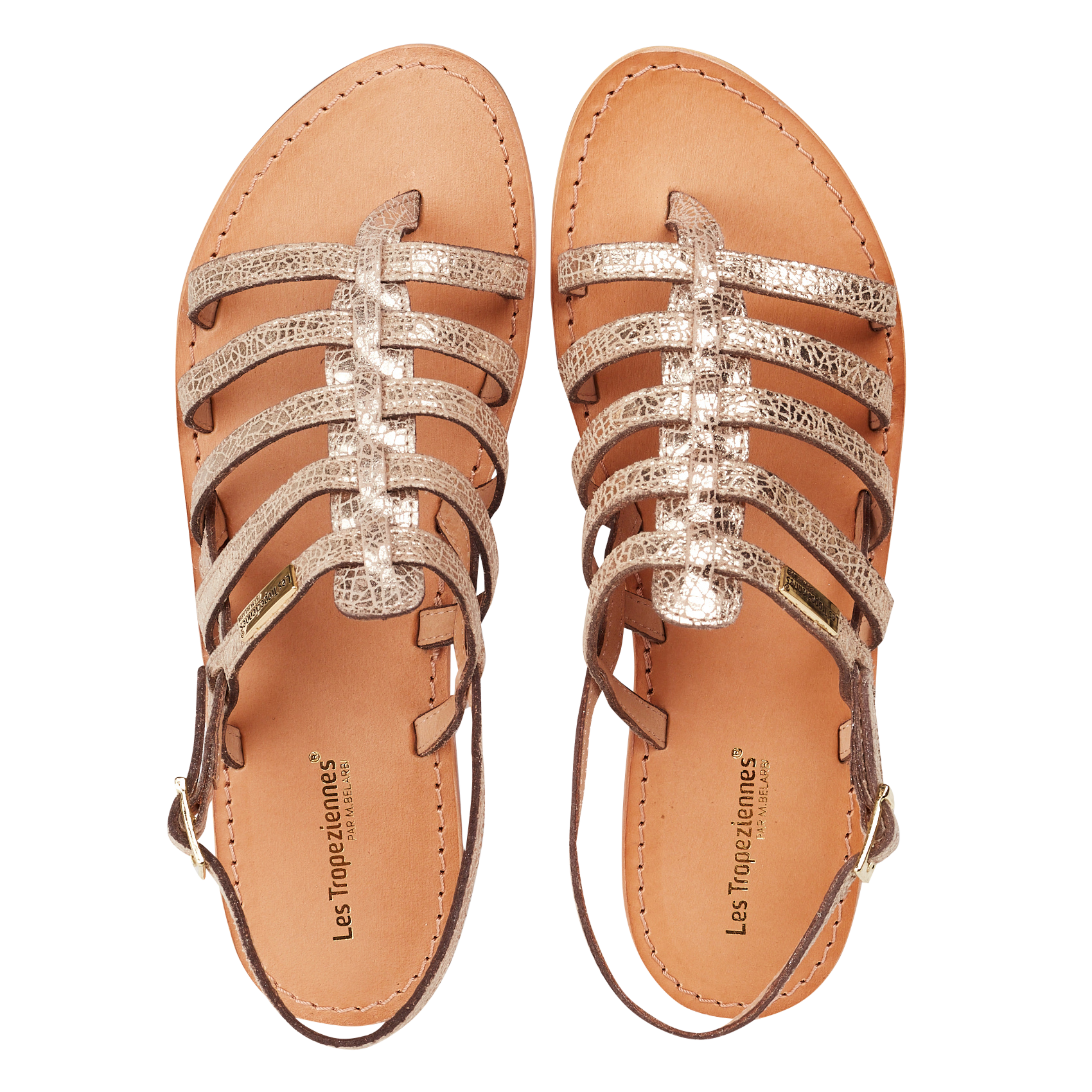 Sandalias planas de piel metalizada LES TROPEZIENNES PAR M.BELARBI Dorado