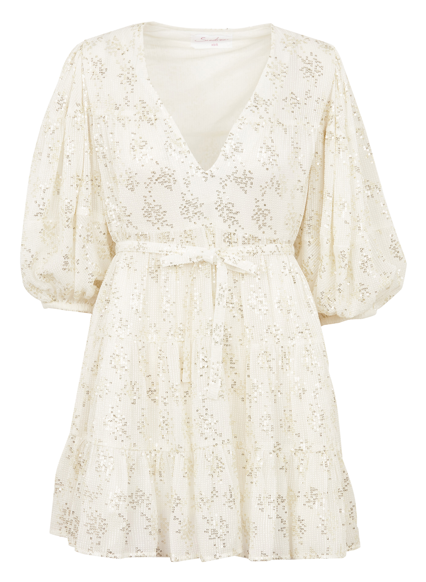 Robe col V ample à sequins SUNDRESS Blanc
