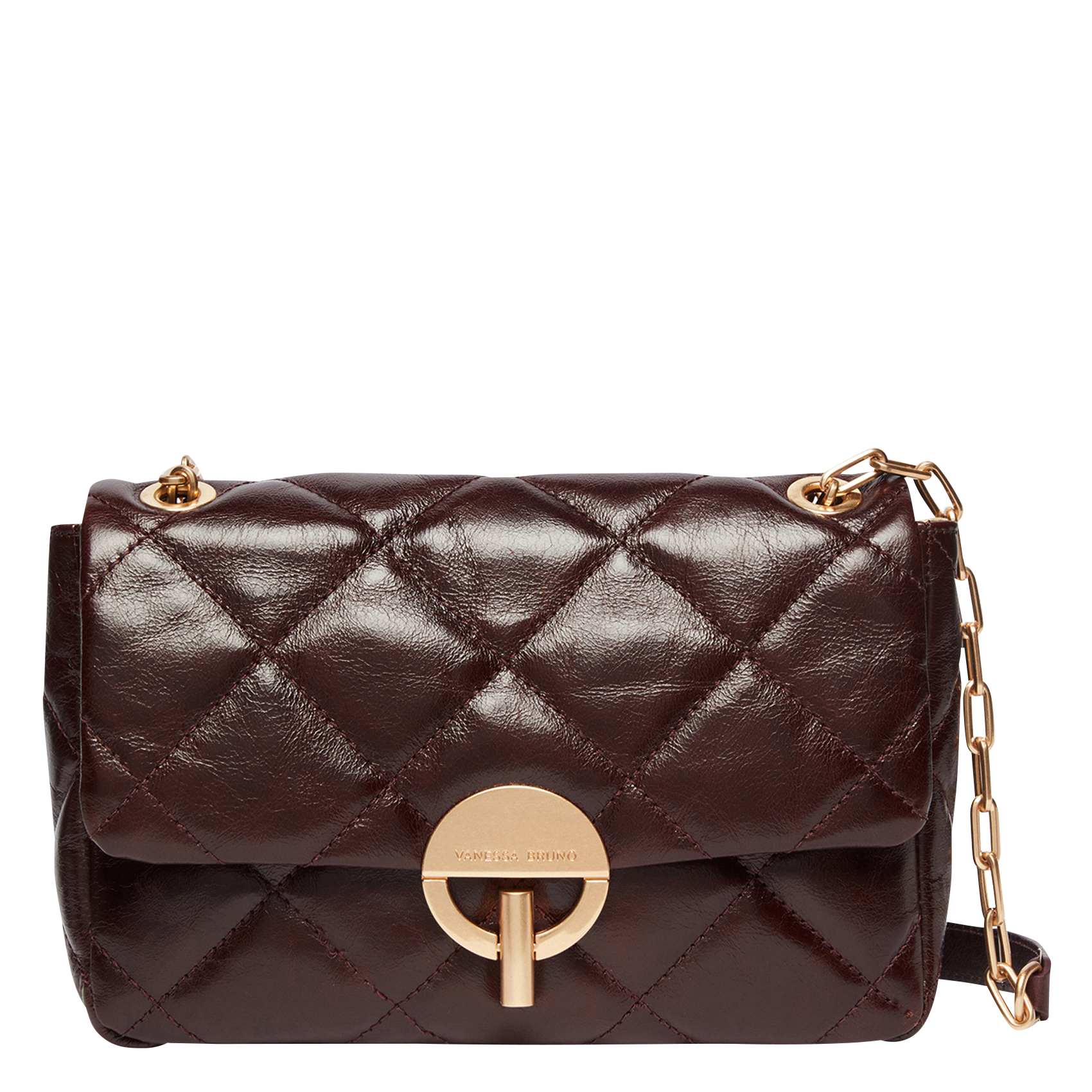 Quilted leather shoulder bag VANESSA BRUNO Brown