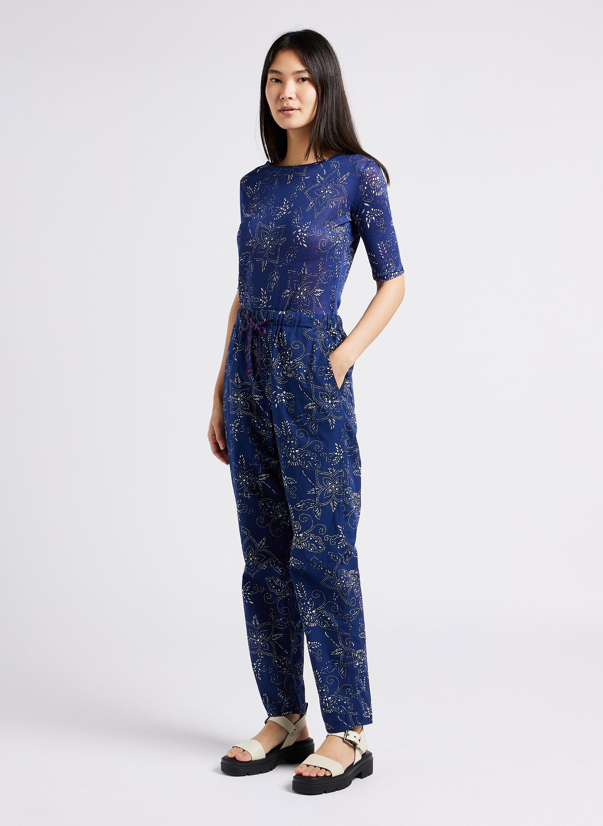 Pantalon carotte imprimé en coton BELLEROSE Gris