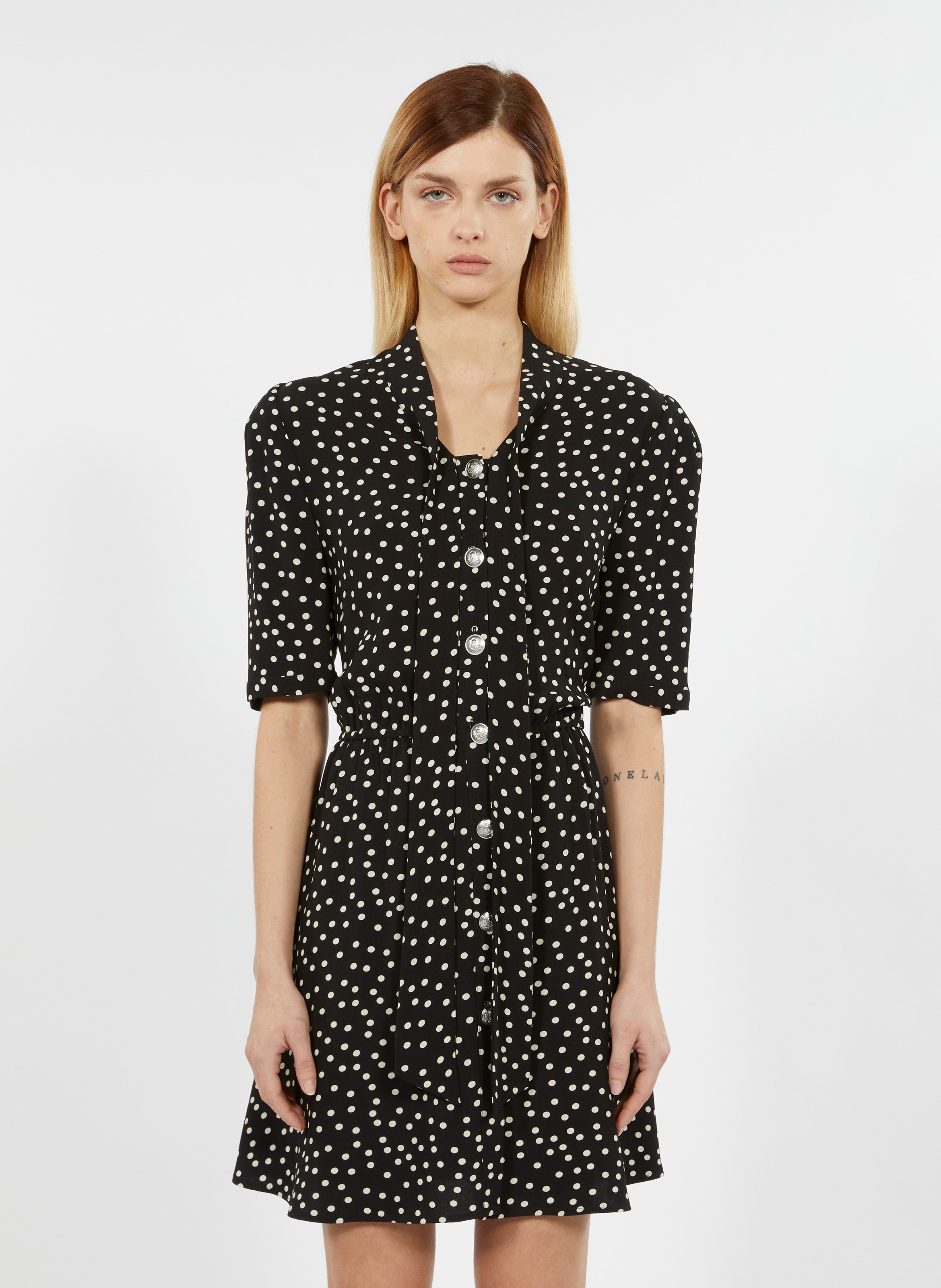 Robe courte a pois Noir