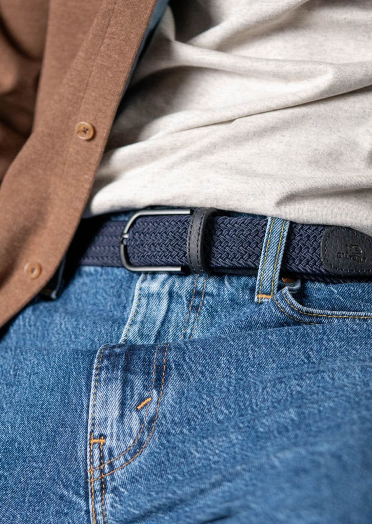 Solid Elastic Braided Belt BILLYBELT Blue