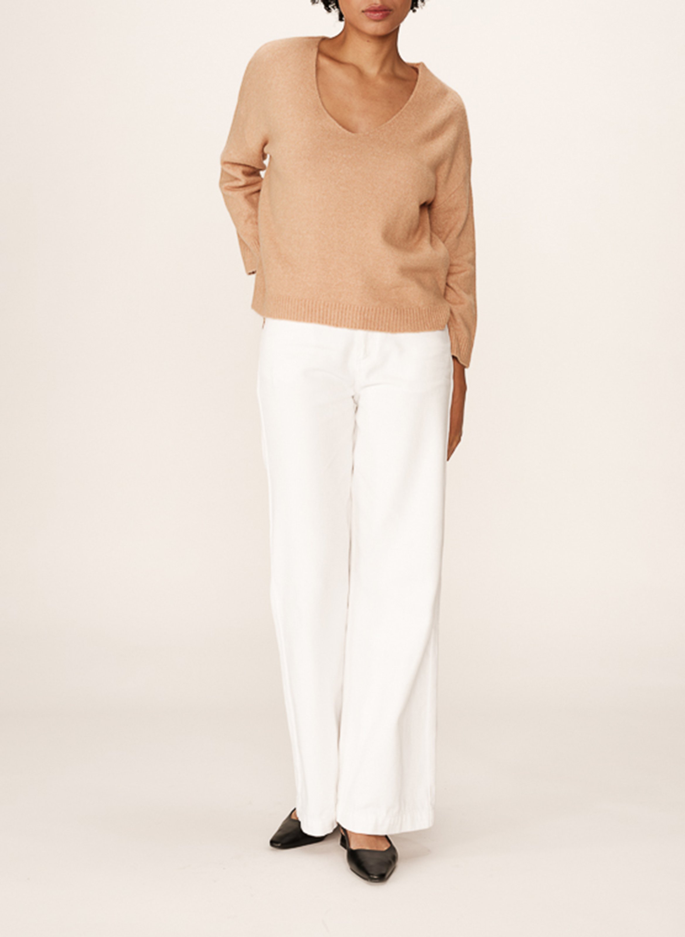 Long wool-blend knit cardigan GRACE ET MILA Brown