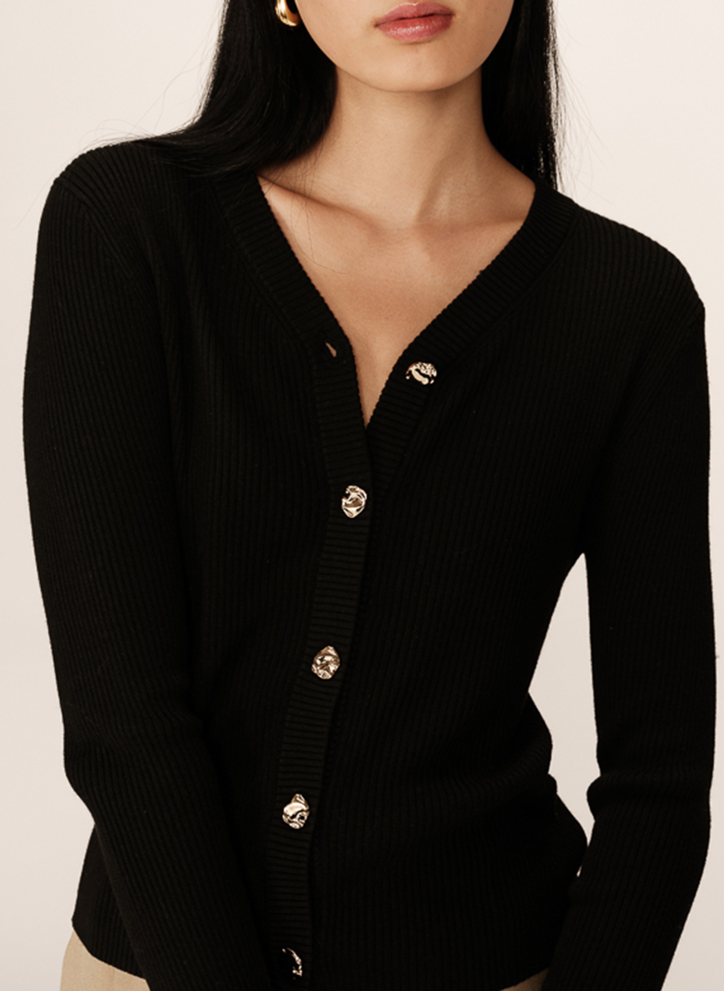 Fitted ribbed knit cardigan GRACE ET MILA Black