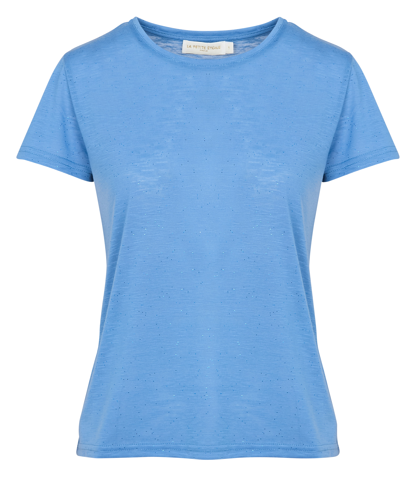 Rundhals-T-Shirt mit Pailletten ELVA Bleu denim