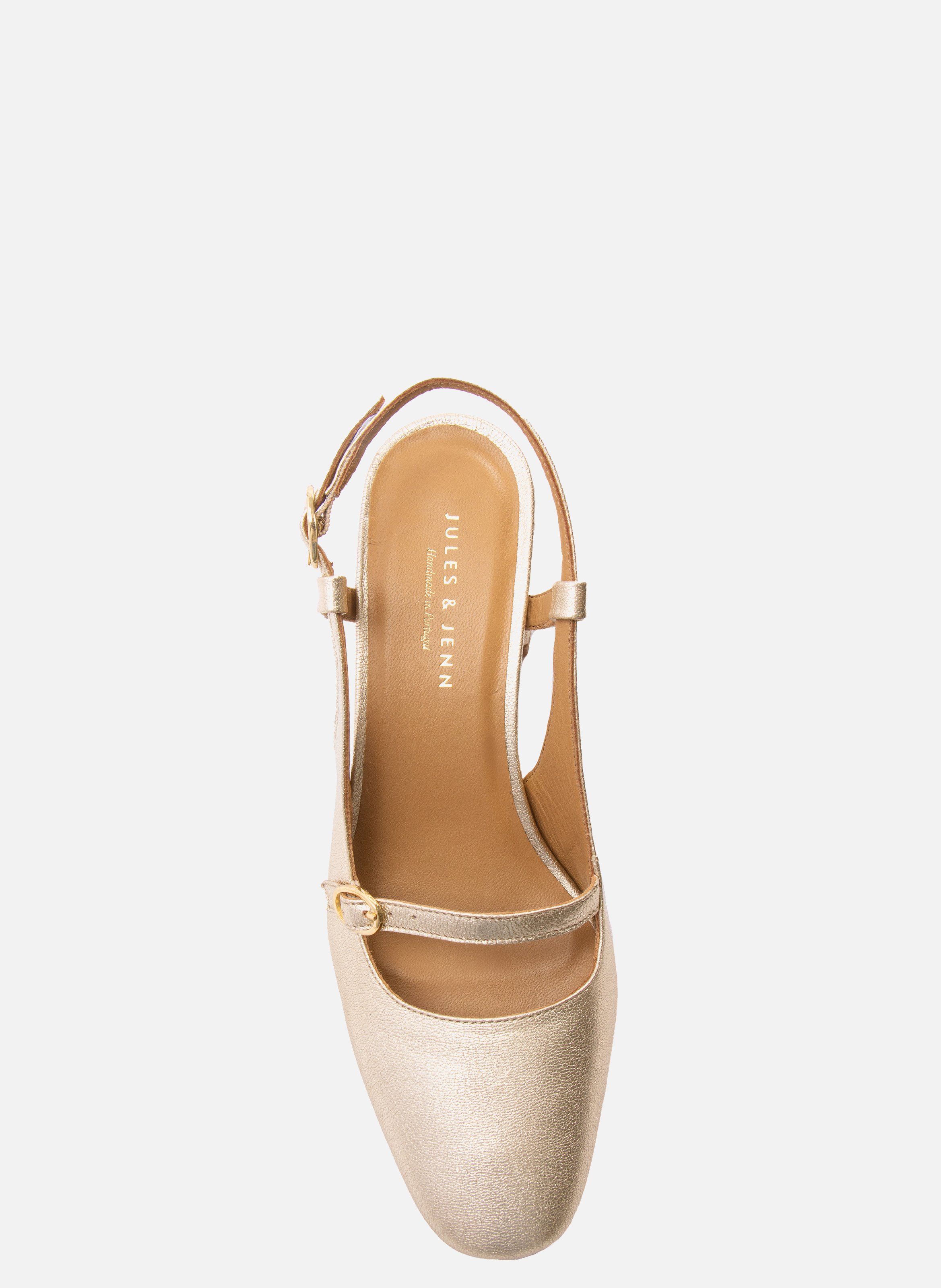 Metallic leather slingback pumps JULES & JENN Golden