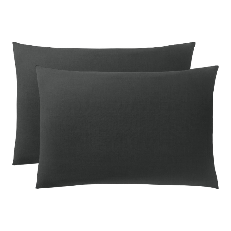 Cotton percale pillow case COTON PUR Black