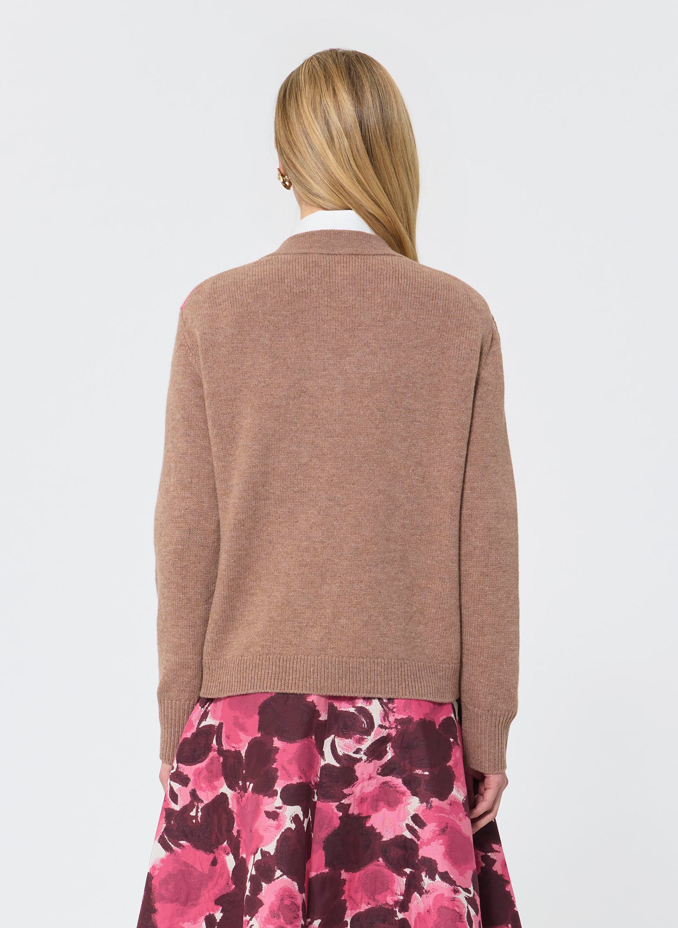 Pull col V en laine mélangée TARA JARMON Beige