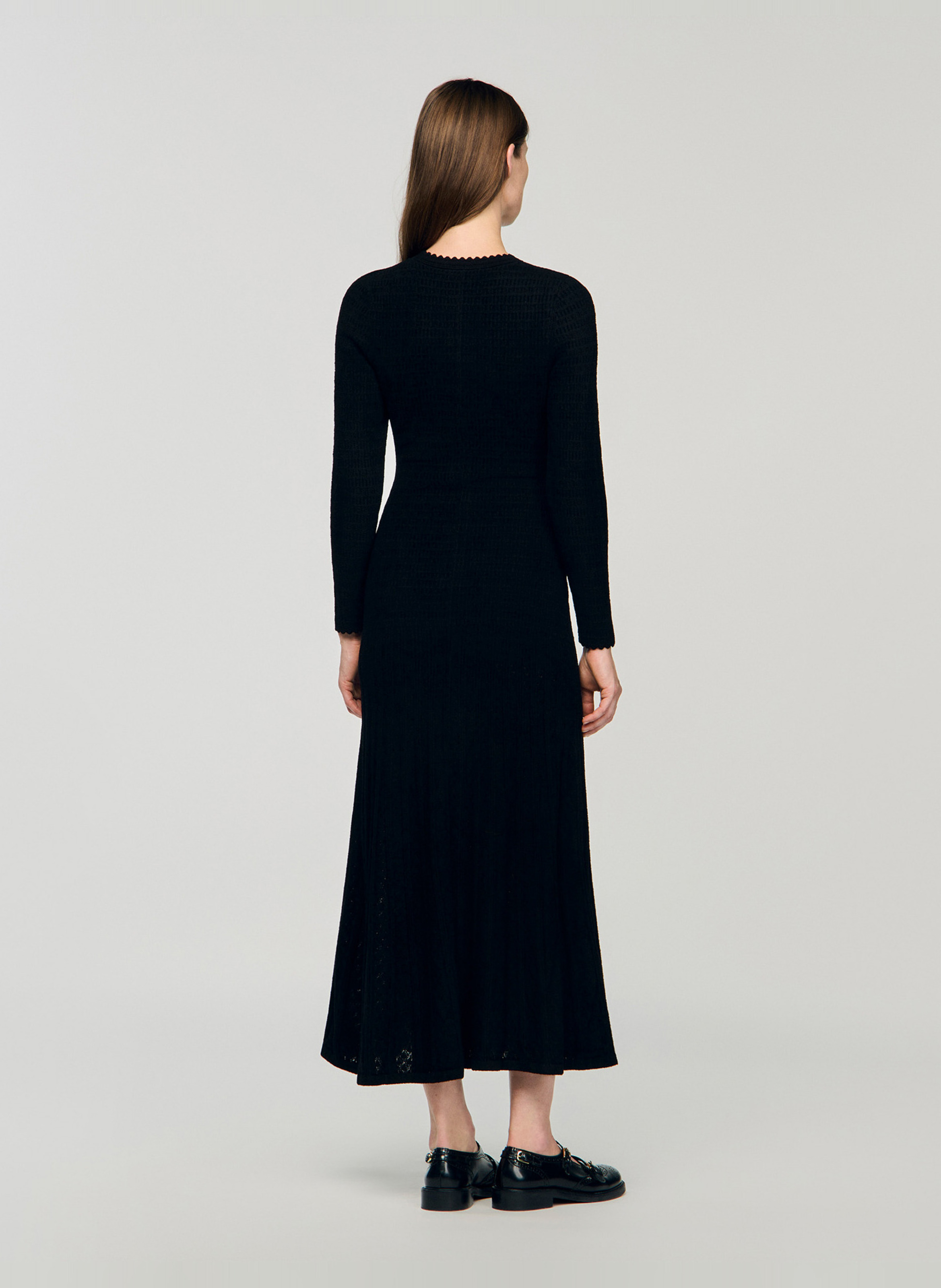 Halflange jurk met ronde hals SANDRO Zwart