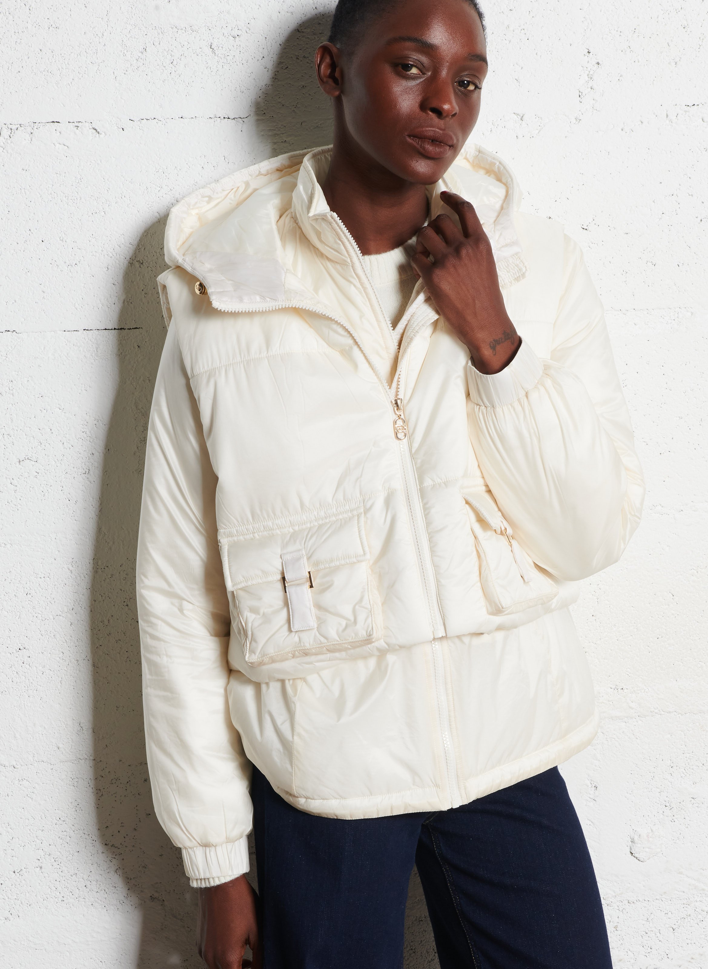 Doudoune à capuche oversize  LIU JO Beige