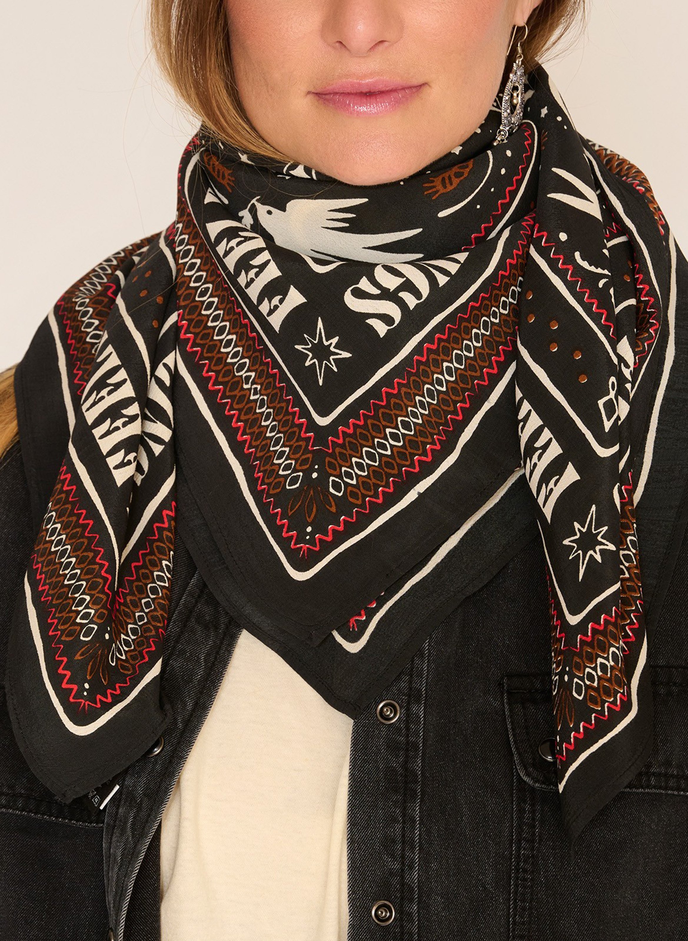 Echarpe imprimée MKT Noir