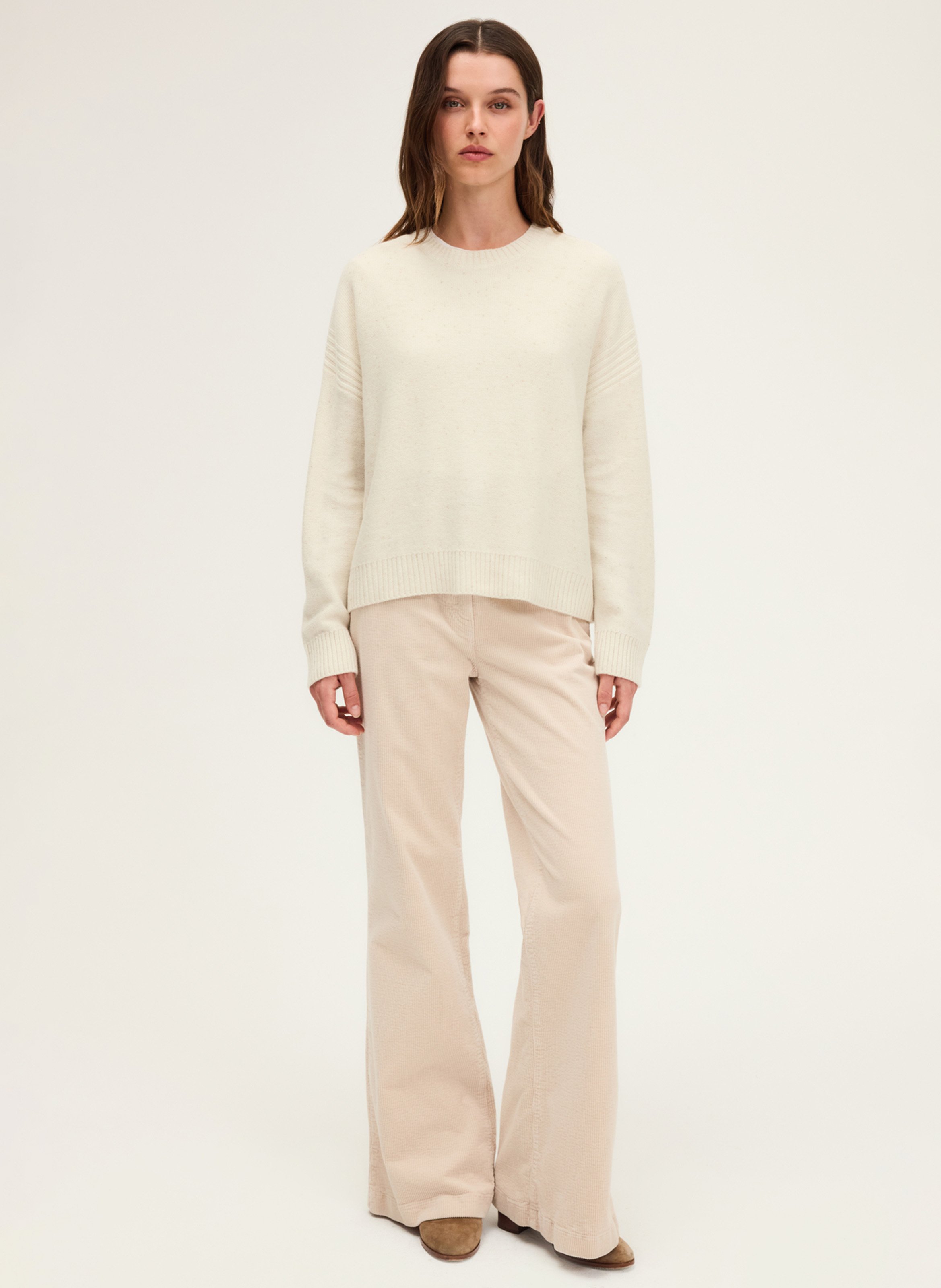 Round-neck wool- and cashmere-blend sweater PABLO Beige