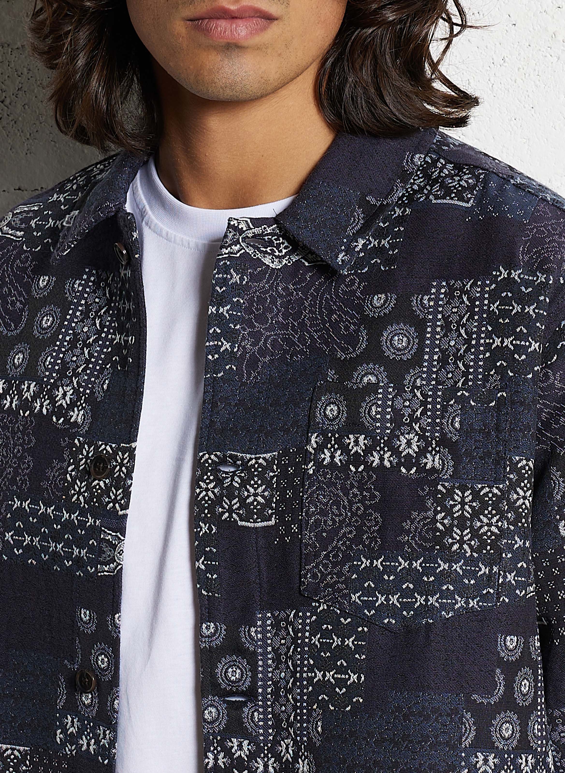 Surechemise col classique en jacquard de denim LES DEUX Bleu