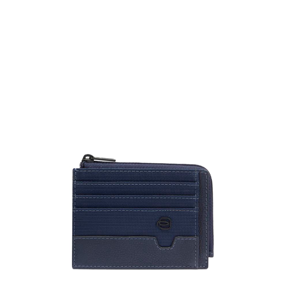 Zippered wallet with credit card slots, document holder, and RFID protection PIQUADRO Blue