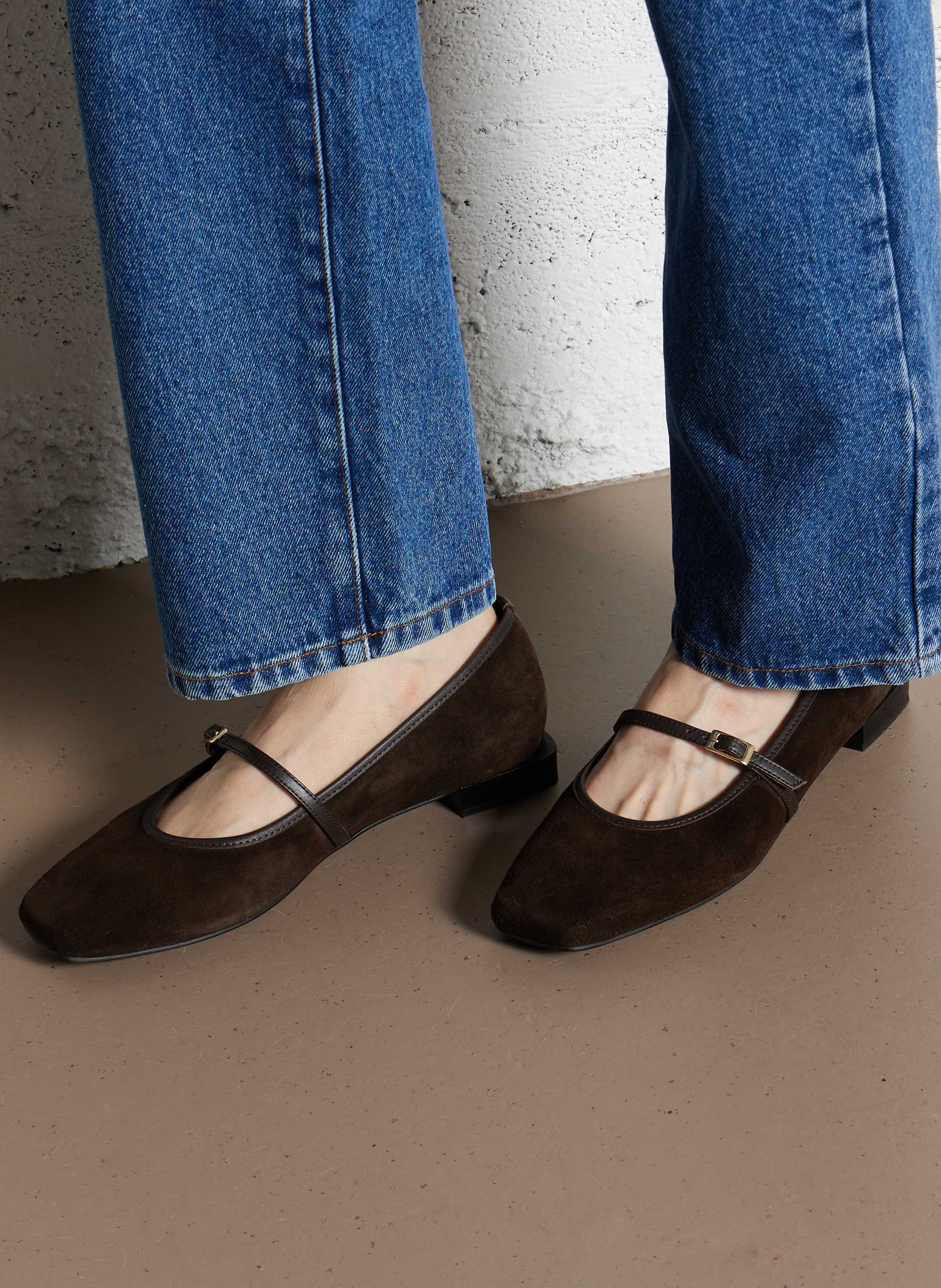 Suede ballet pumps ANGEL ALARCON Brown