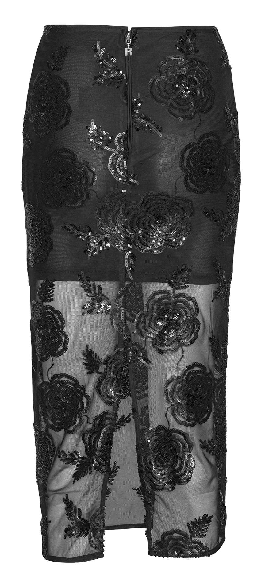 Jupe midi à sequins ROTATE Noir