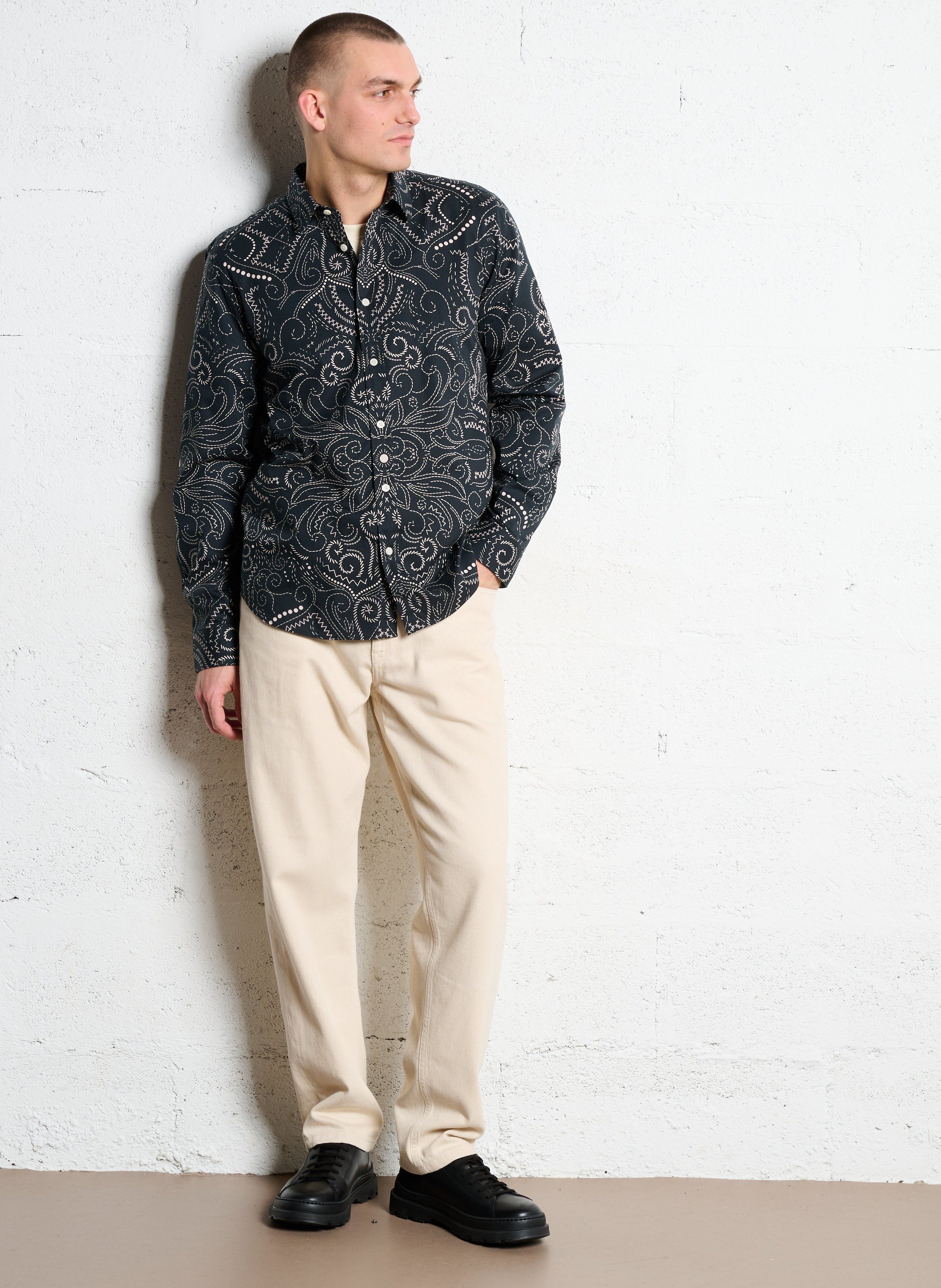 Gerade geschnittene Bluse aus Baumwoll-Mix mit Print CHEVIGNON Schwarz