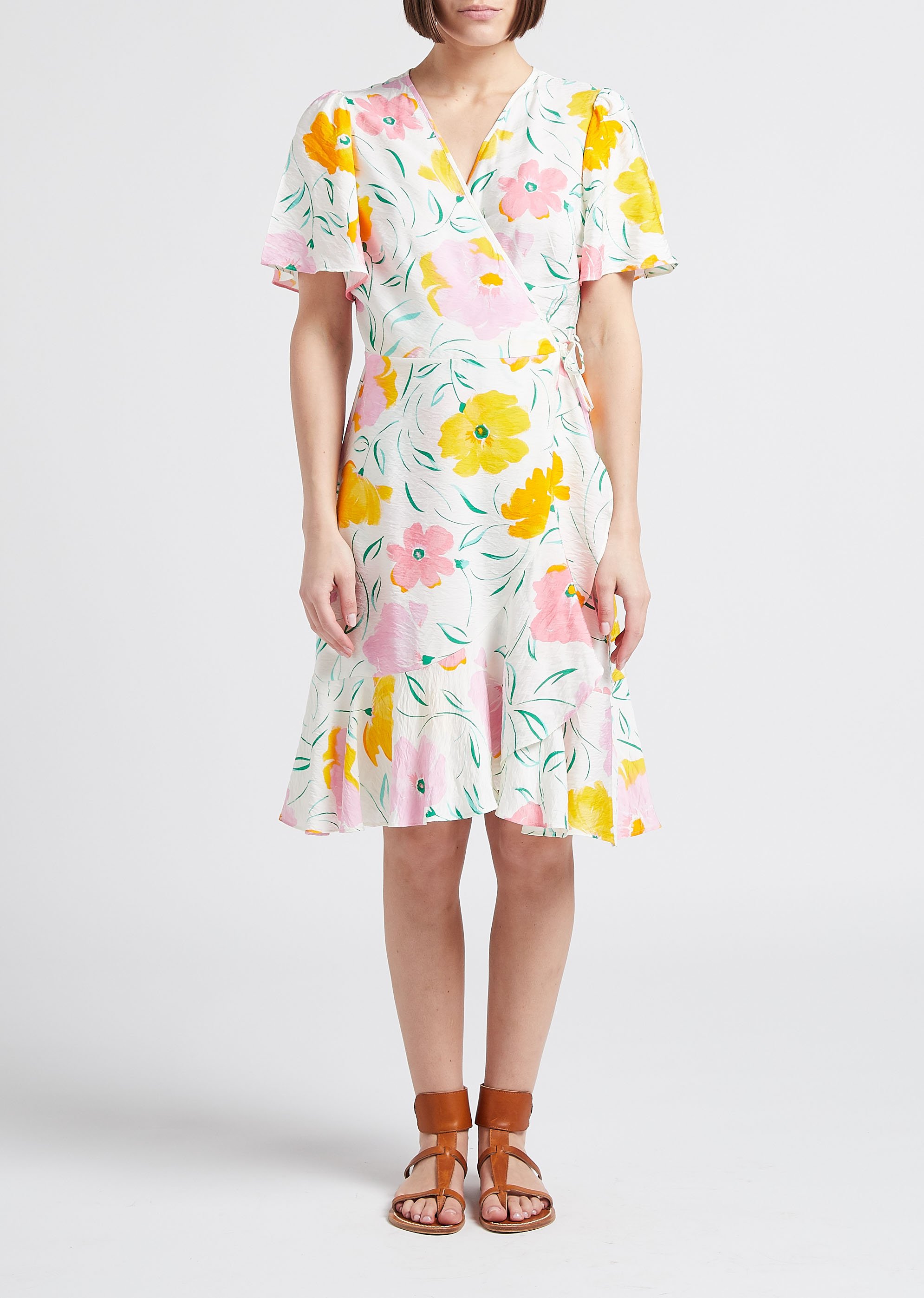 Robe courte portefeuille imprimée OBJECT Beige