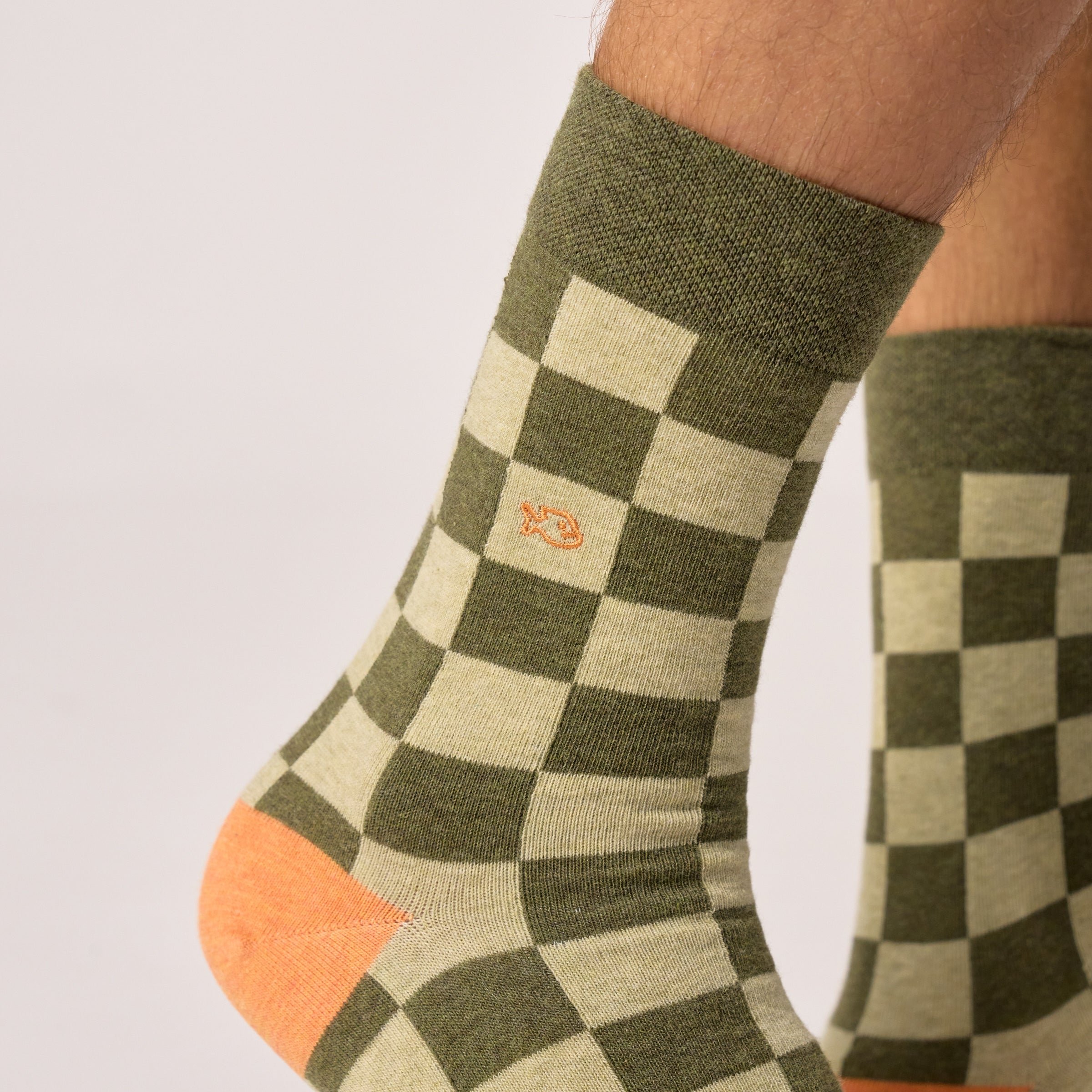 Combed cotton checkered socks BILLYBELT Khaki