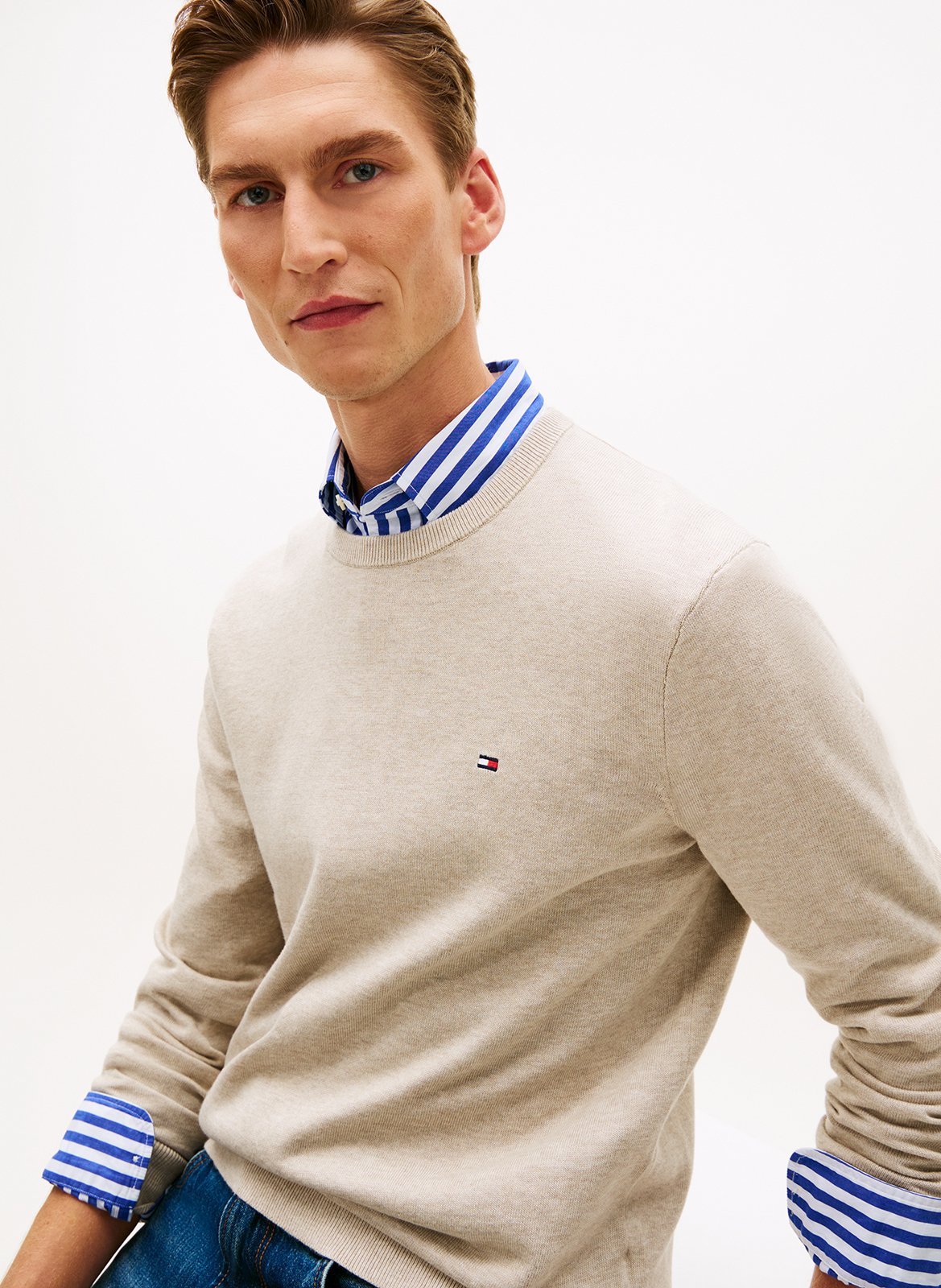 Colour block cotton sweater TOMMY HILFIGER Khaki