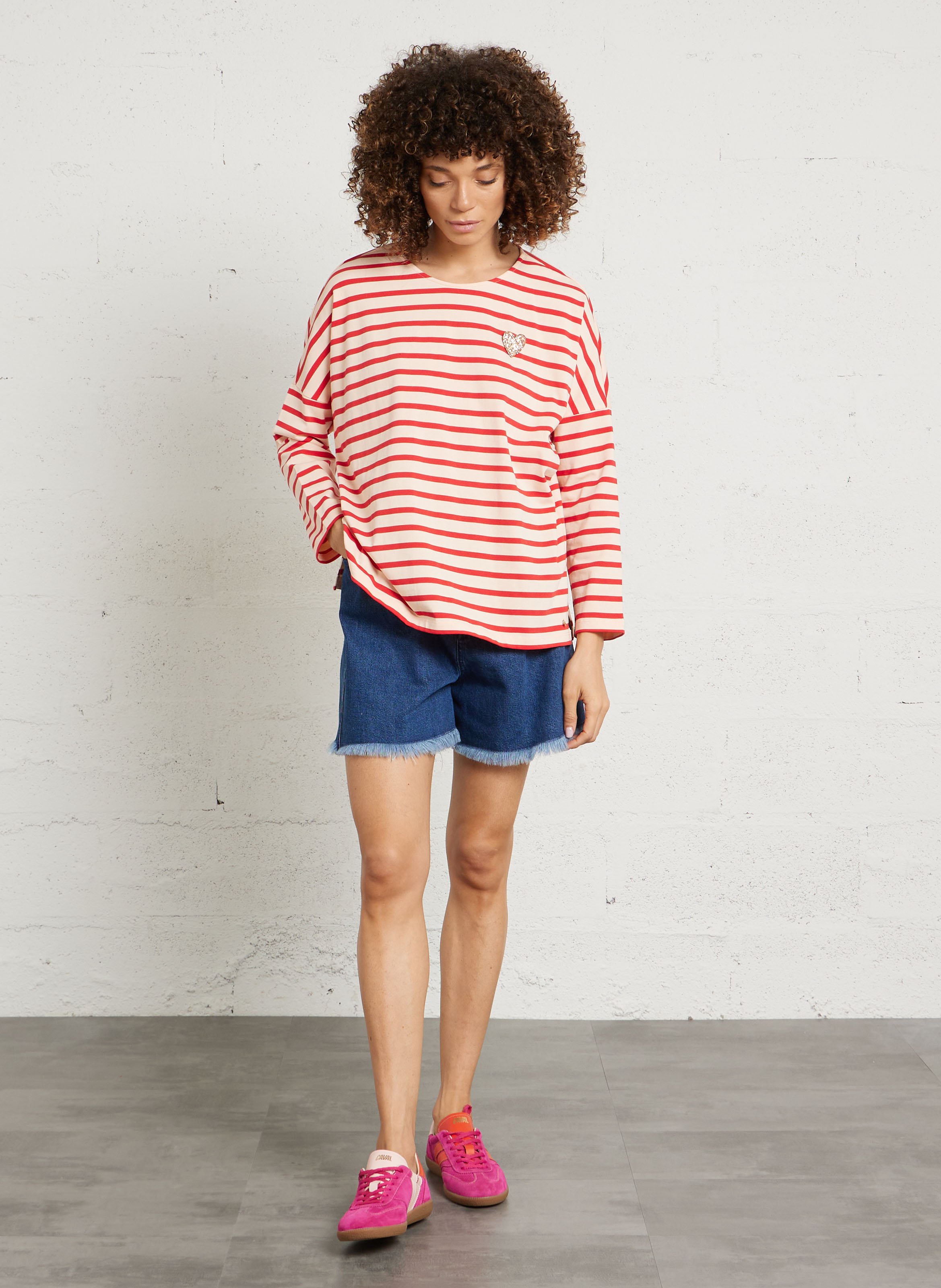 Short large en coton THE NEW SOCIETY Jean brut