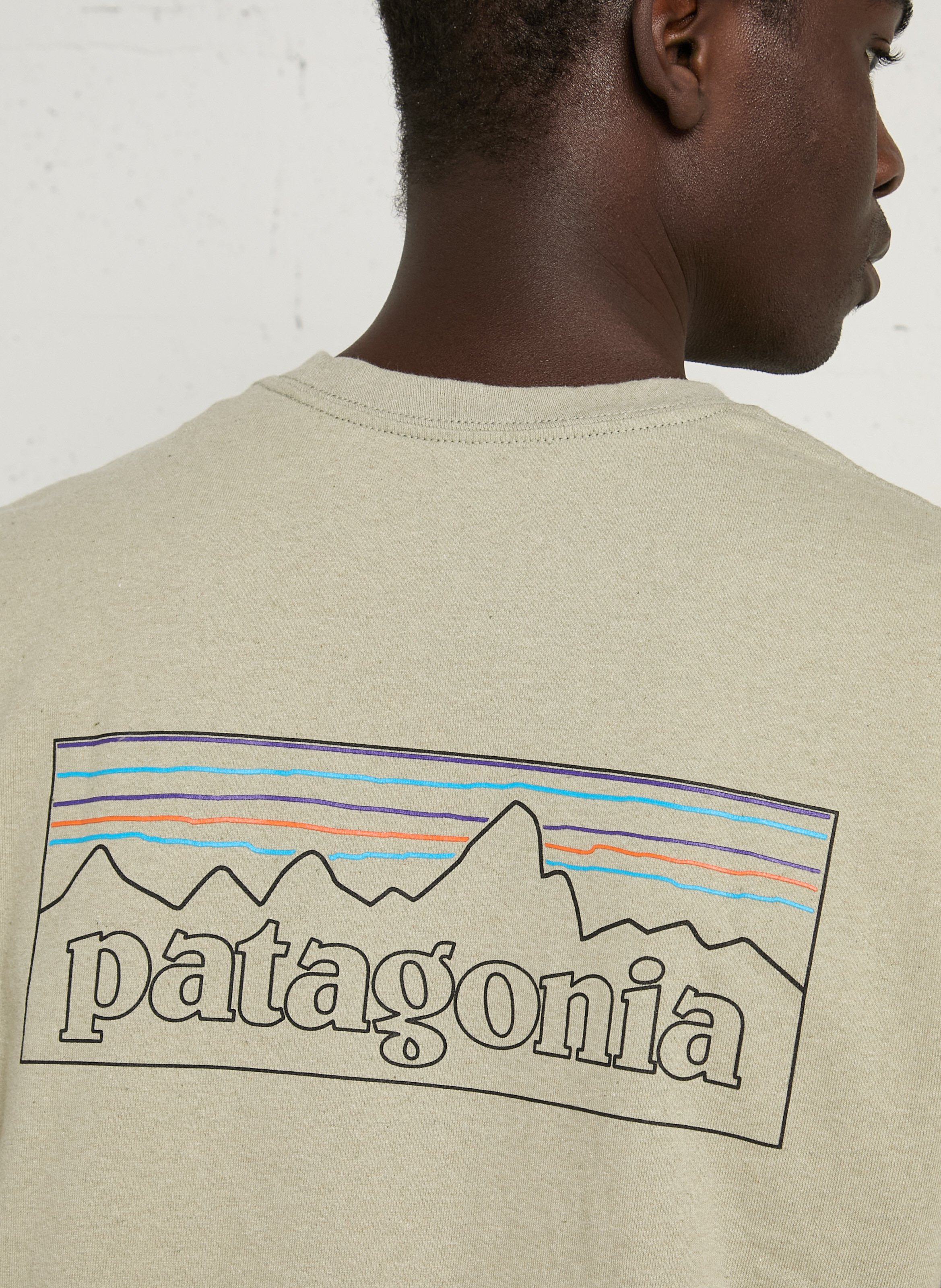 Rundhals-T-Shirt aus recyceltem Baumwoll-Mix mit Siebdruck, Regular Fit PATAGONIA Beige