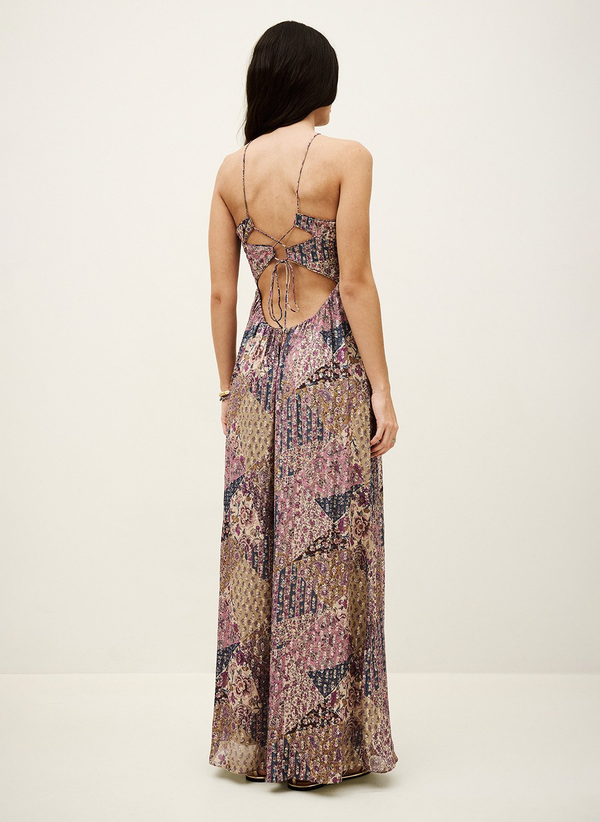 Lange jurk met dunne bandjes met print BA&SH Roze