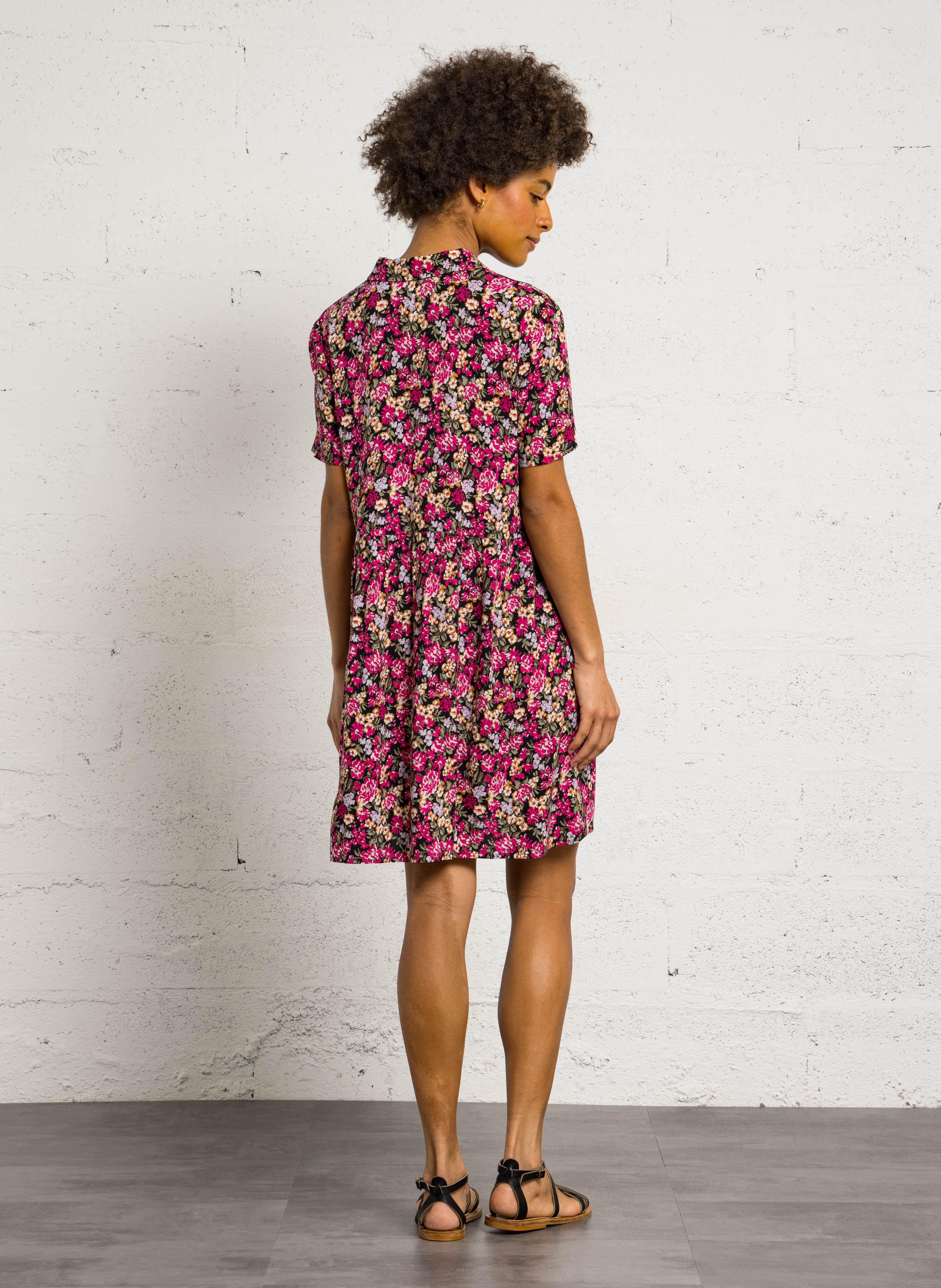 Robe courte col classique imprimé fleuri Multicolore