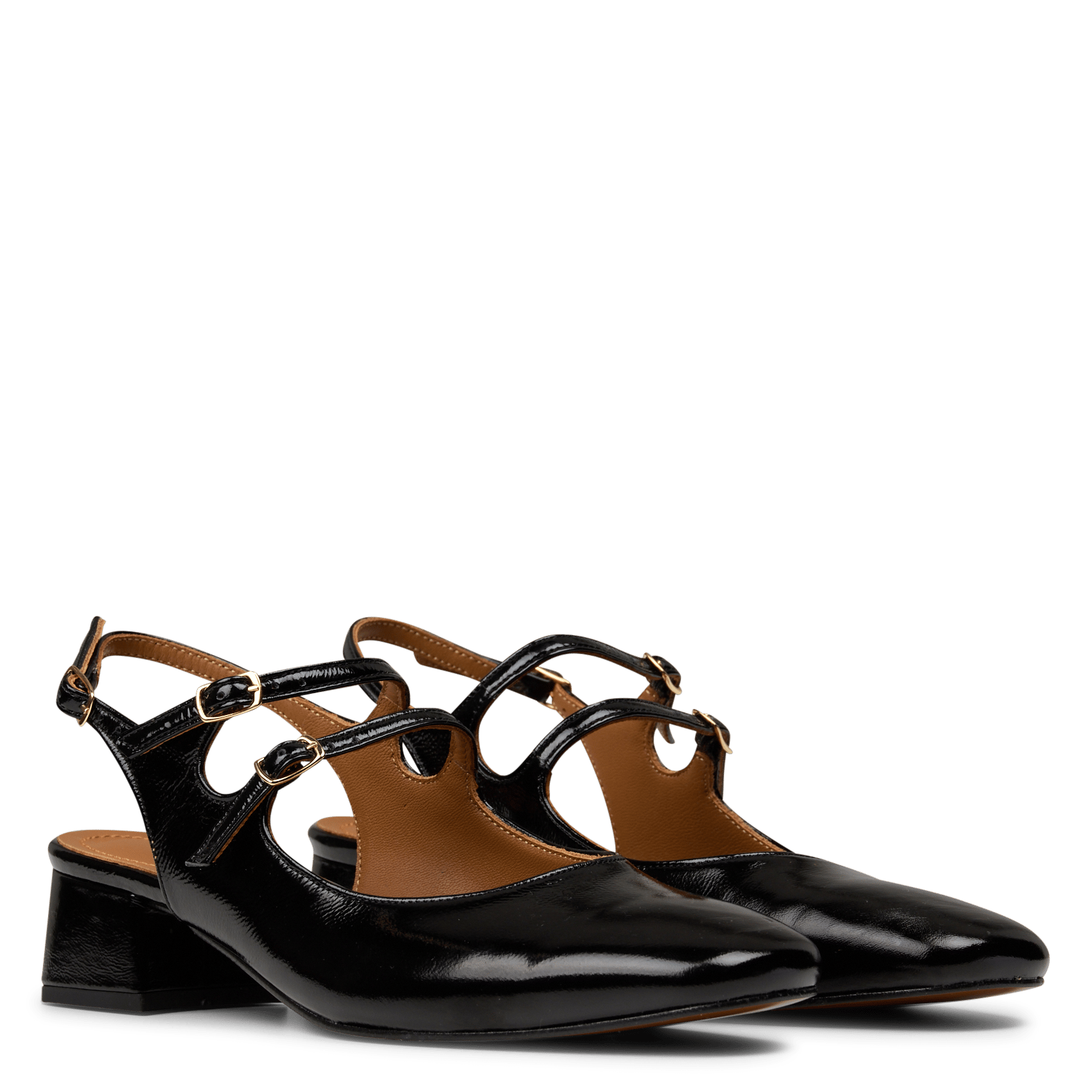 Sandalen mit niedrigen Absätzen aus Lackleder JB MARTIN Schwarz