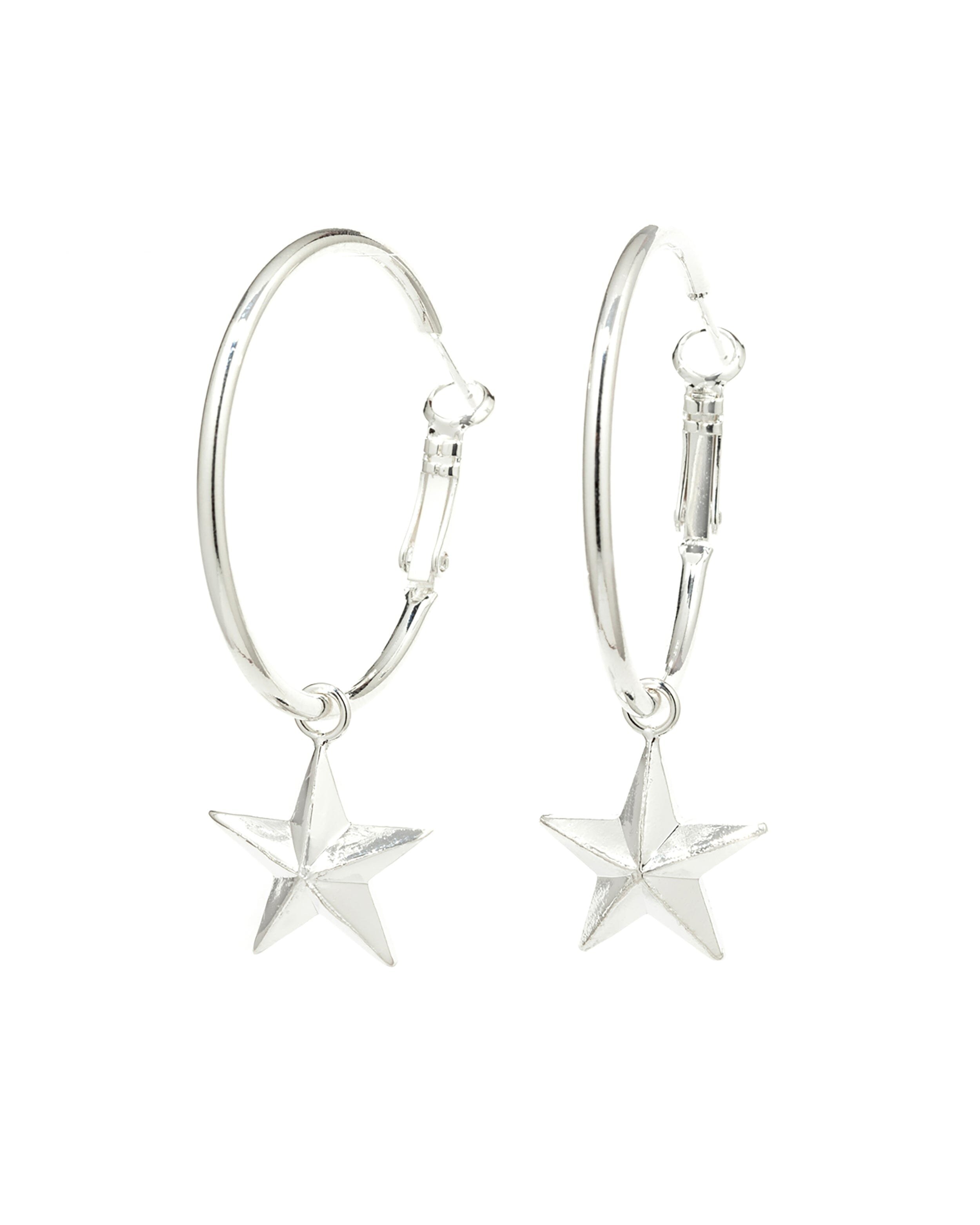Small gold-plated star hoop earrings MONSIEUR SIMONE Silver