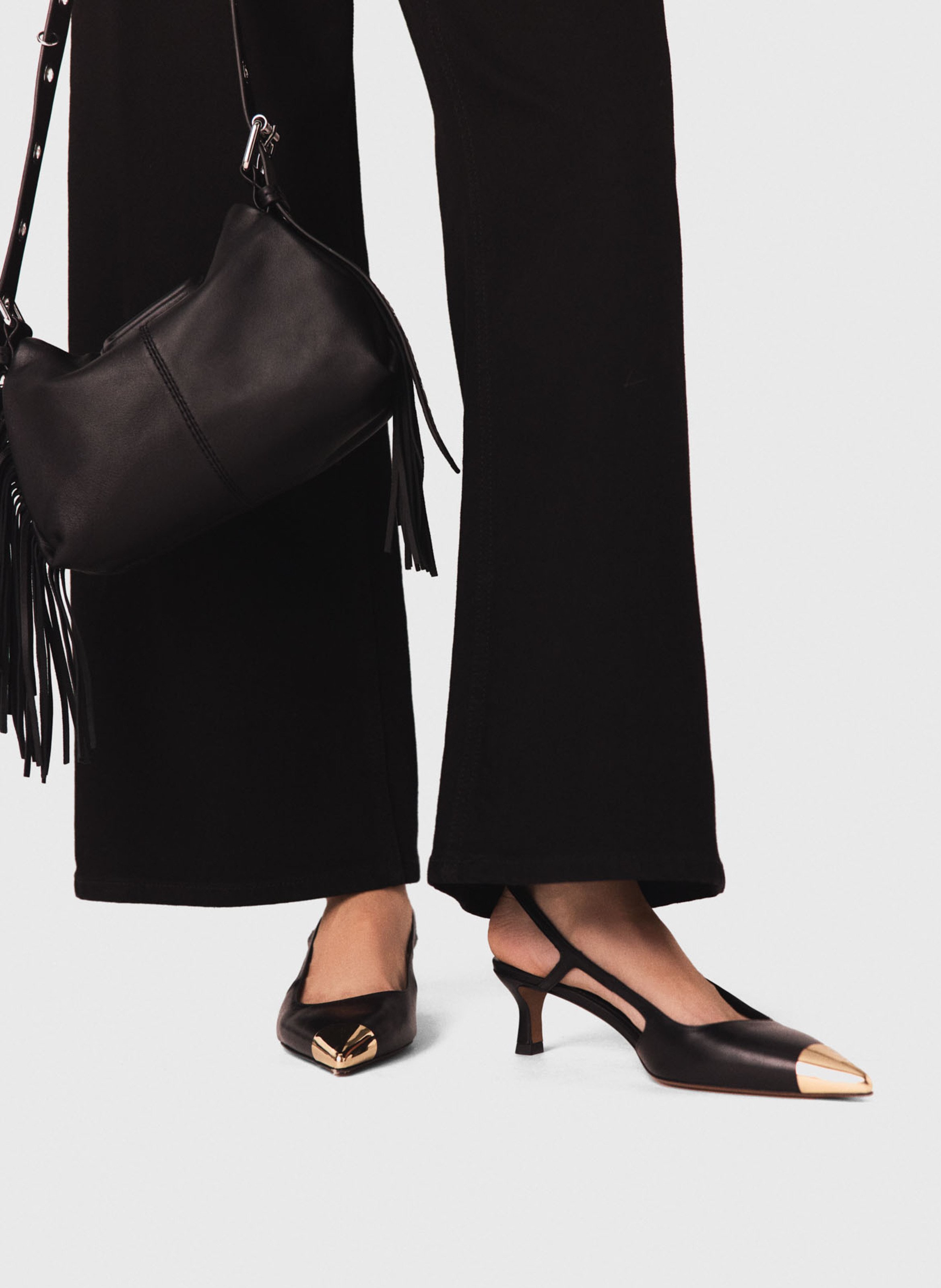 Escarpins slingback en cuir MAJE Noir