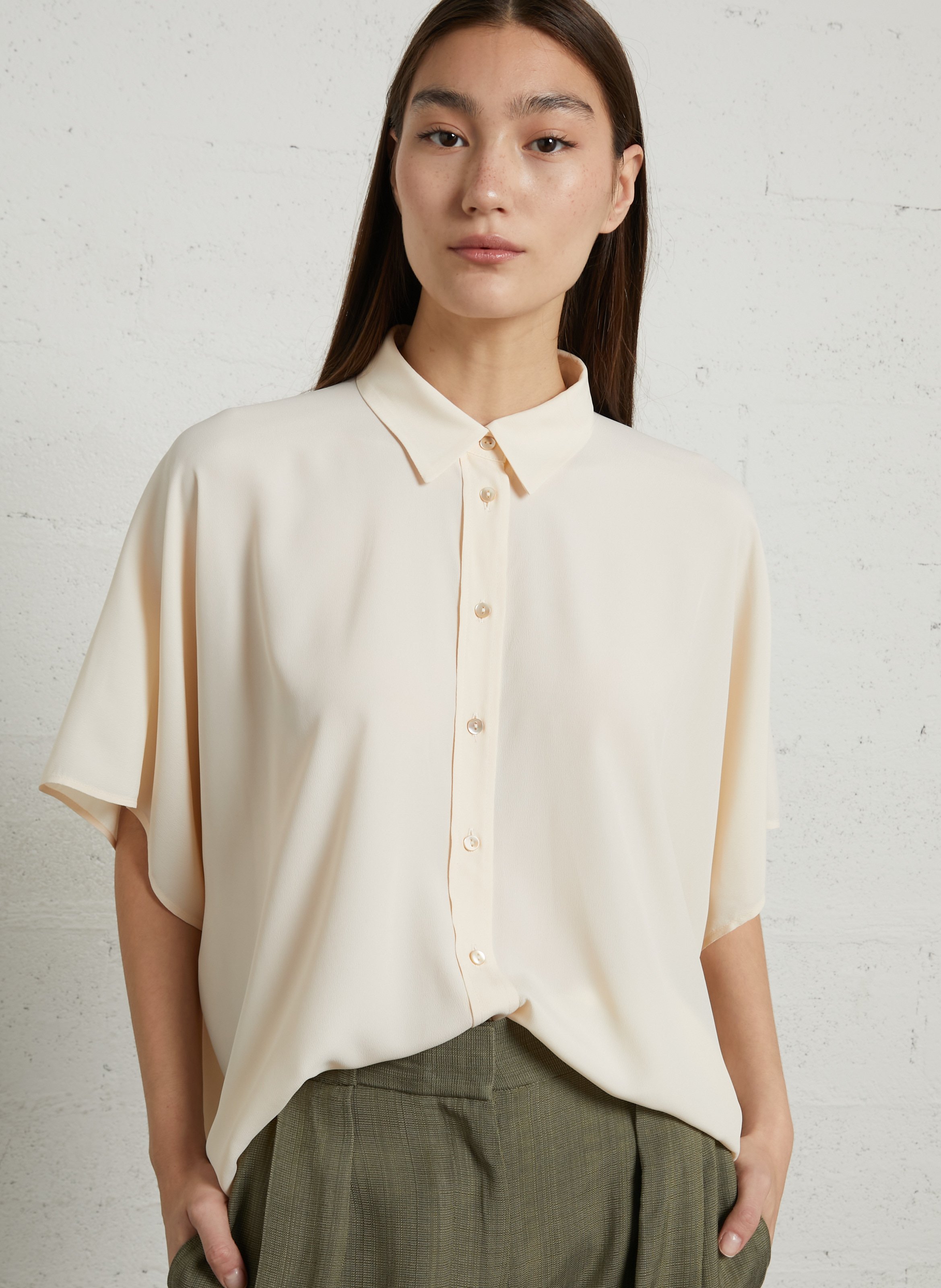 Oversized shirt with classic collar MOMONI Beige
