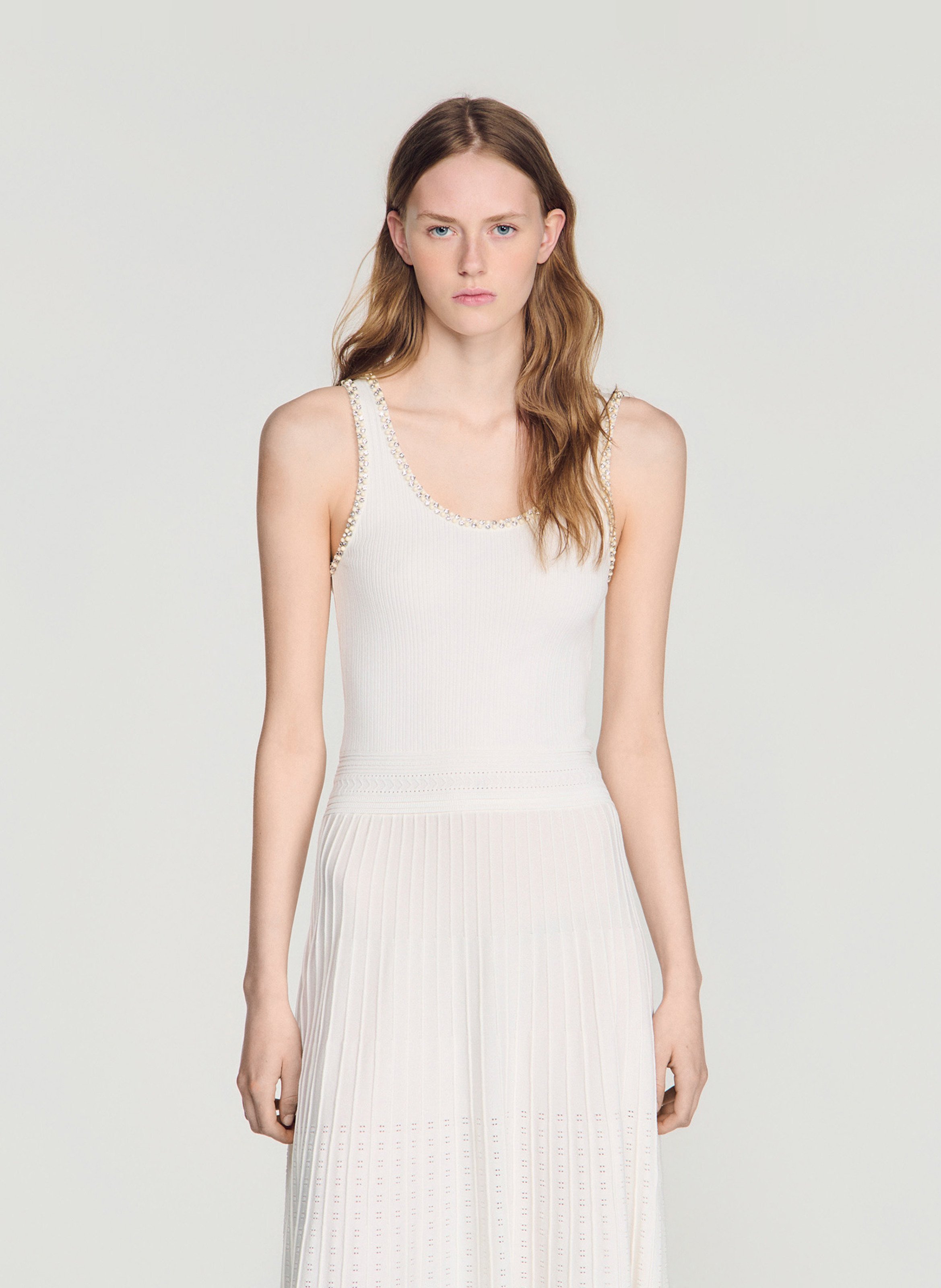 Robe longue en maille SANDRO Wit