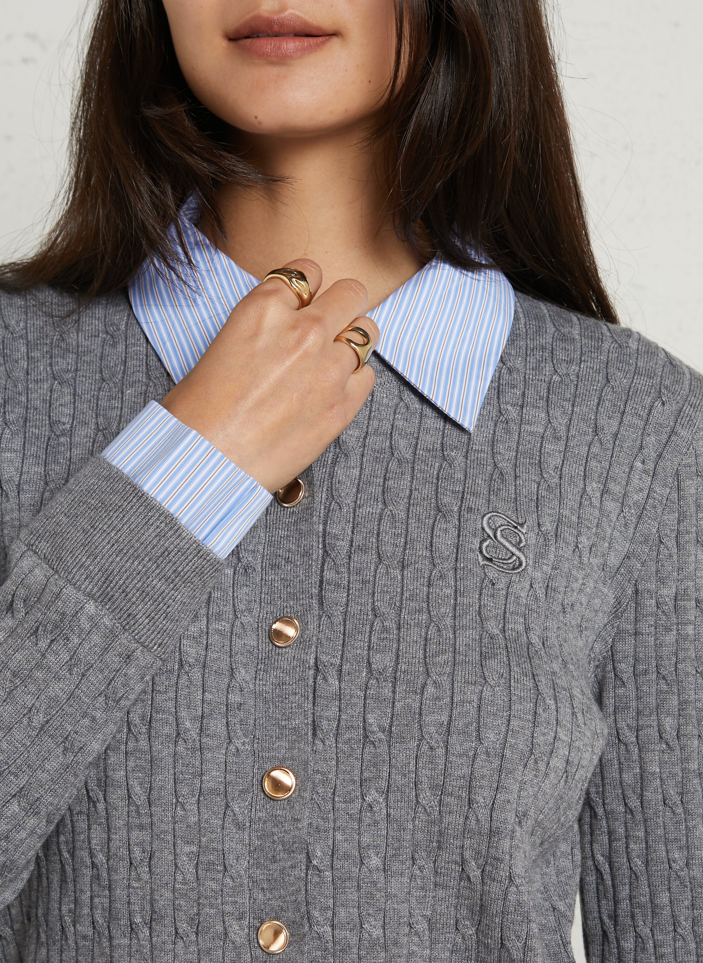 Cardigan with classic collar SUNCOO Grey
