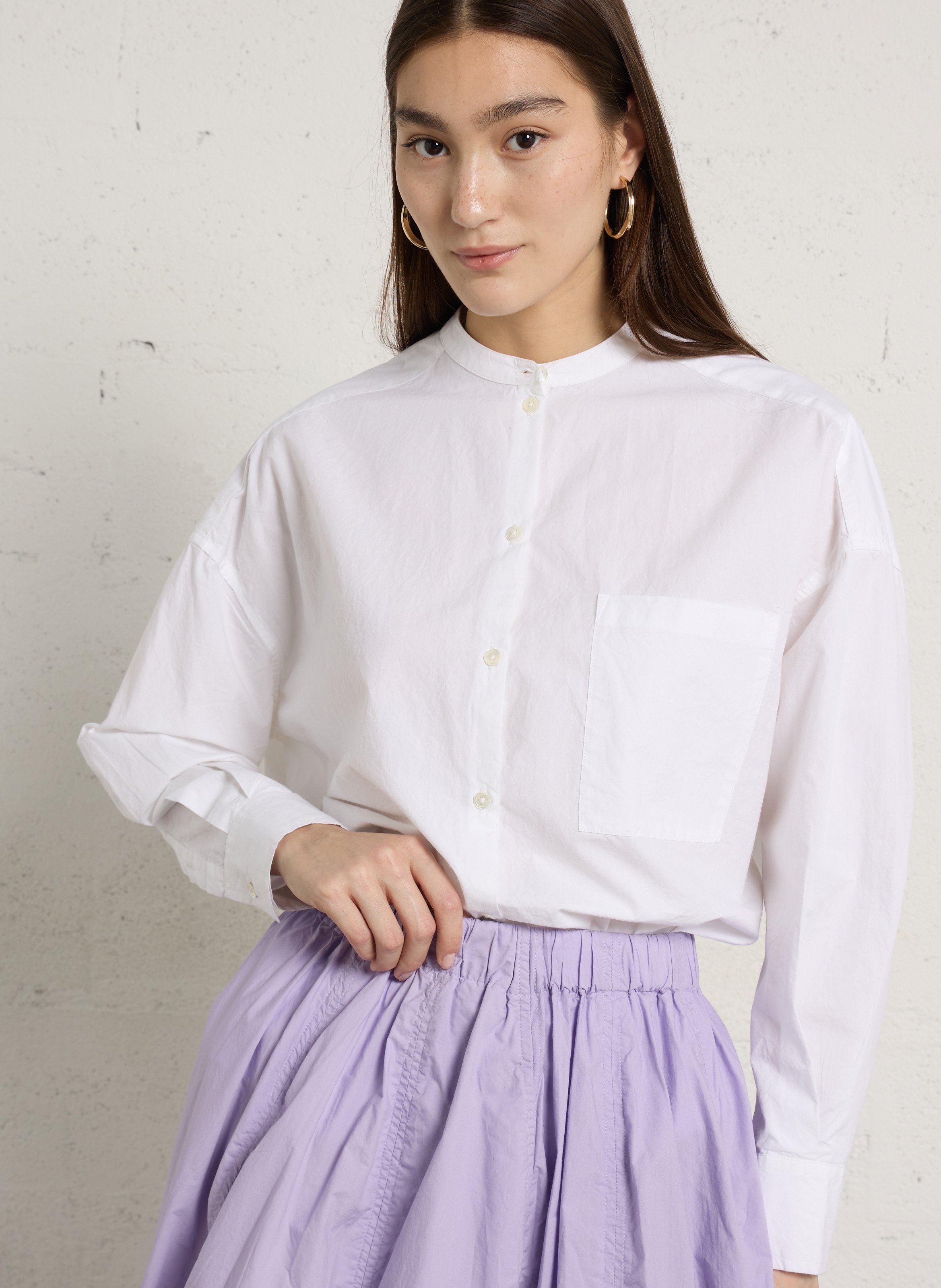 Round neck loose plain shirt BELLEROSE White
