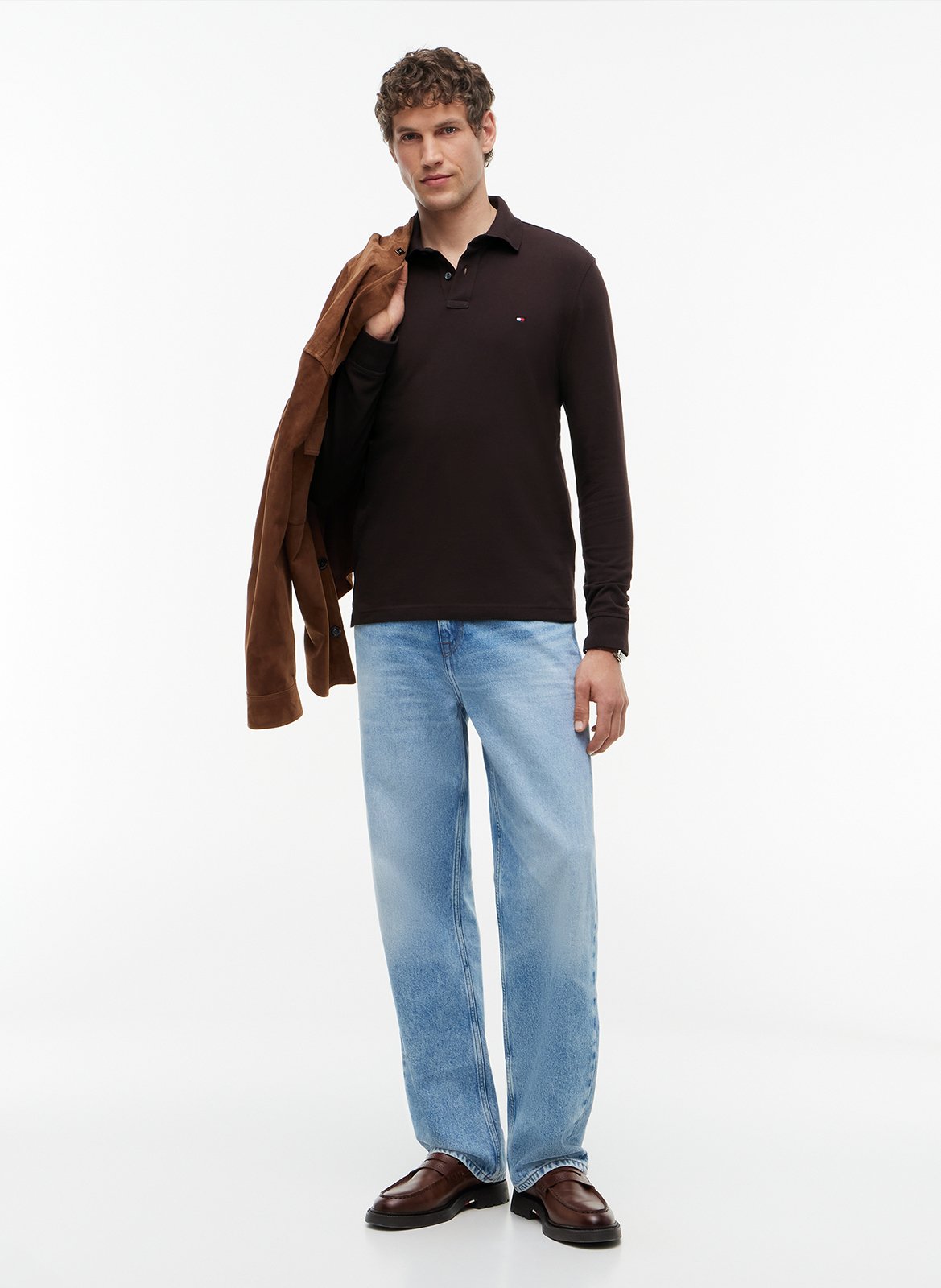 Polo regular-fit en coton bio mélangé  TOMMY HILFIGER Marron