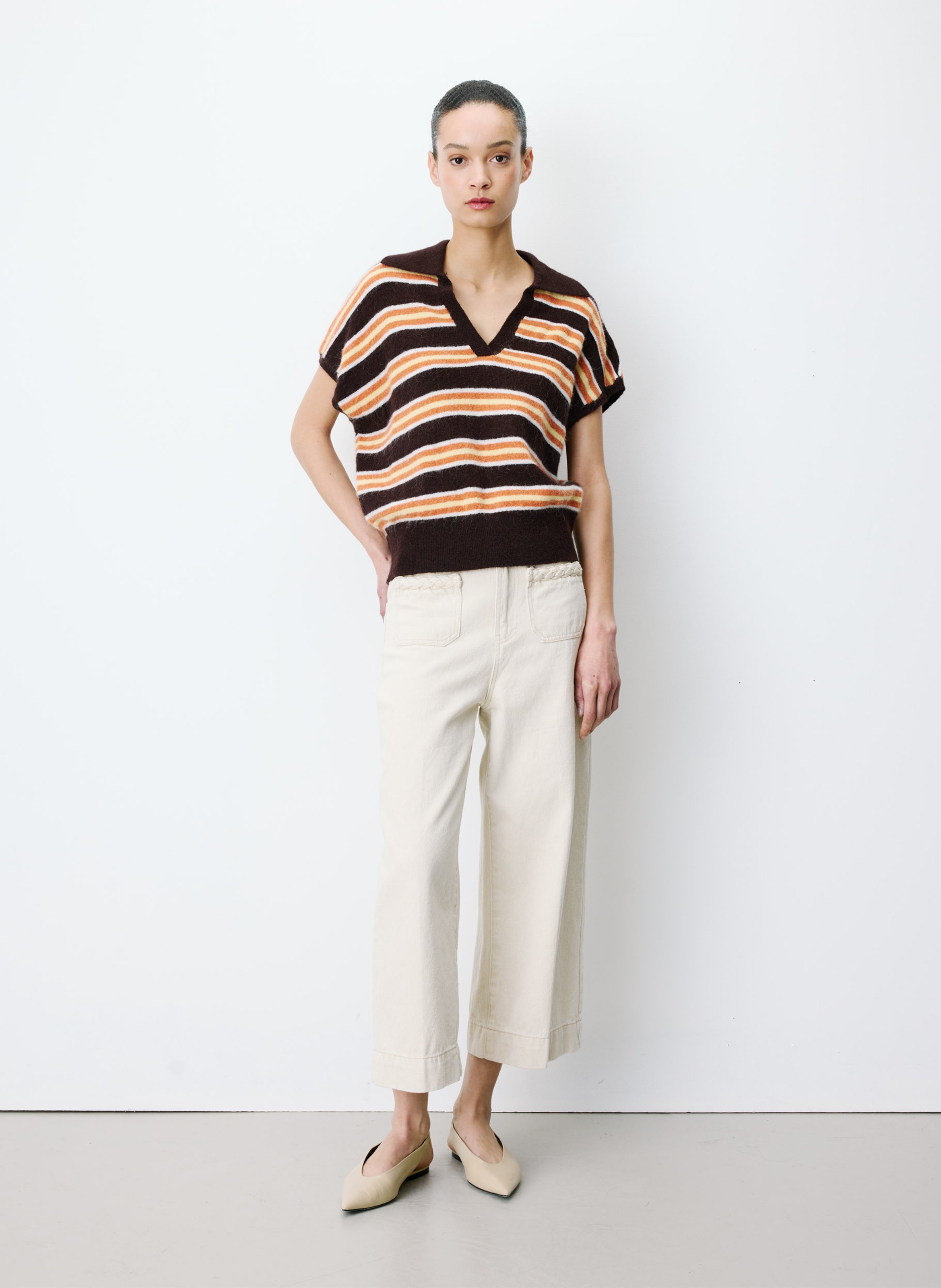 Pull col polo | Marron GRACE ET MILA Femme