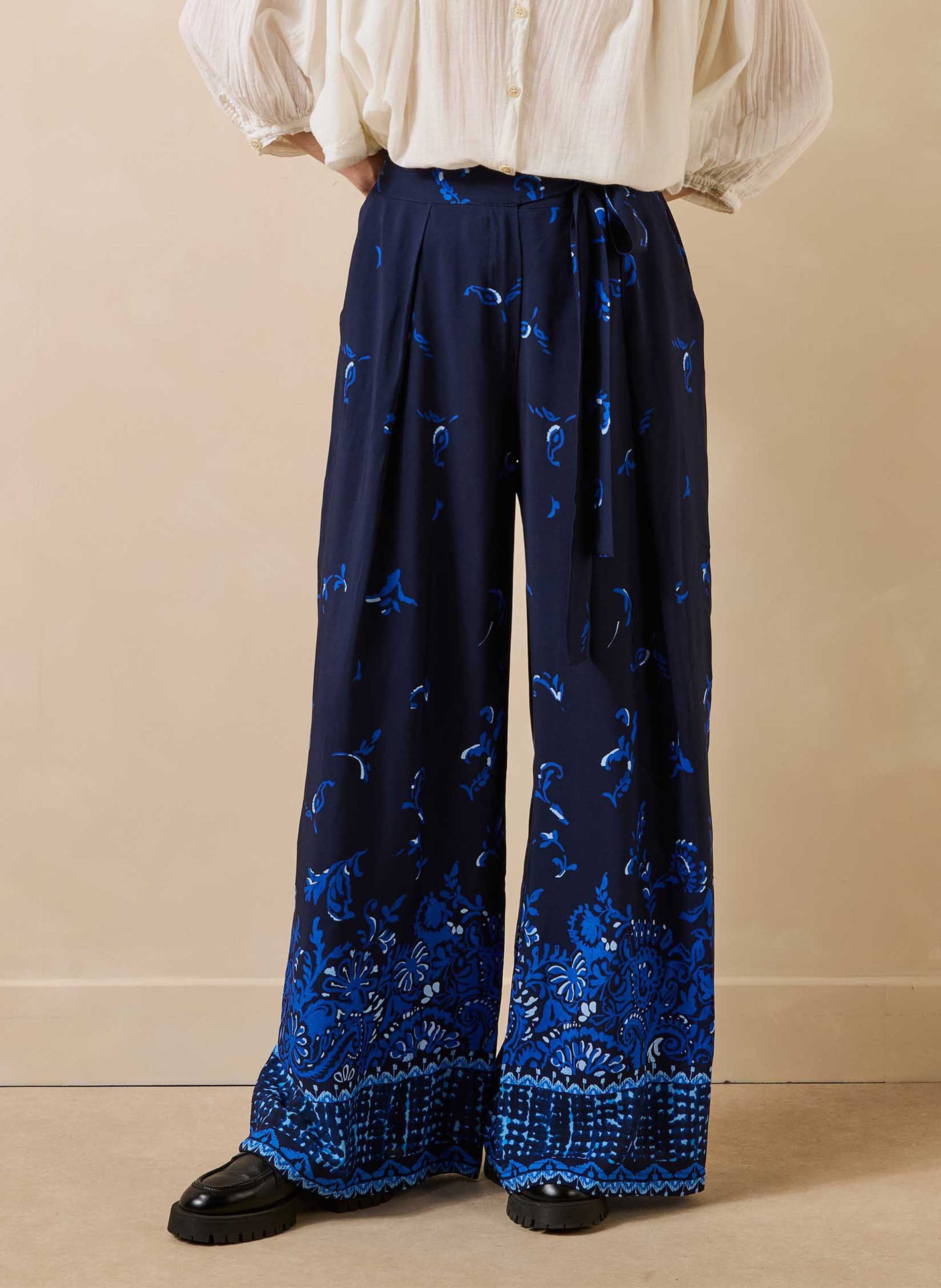 Wijde broek met hoge taille LA FEE MARABOUTEE Blauw