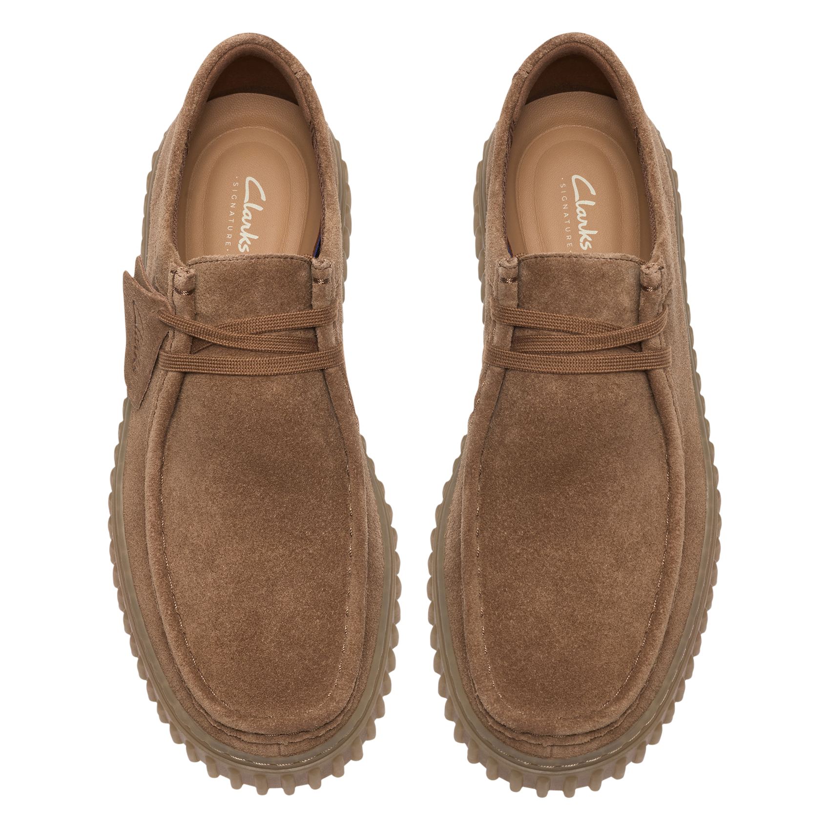 Bottines à lacets en cuir velours CLARKS Marron