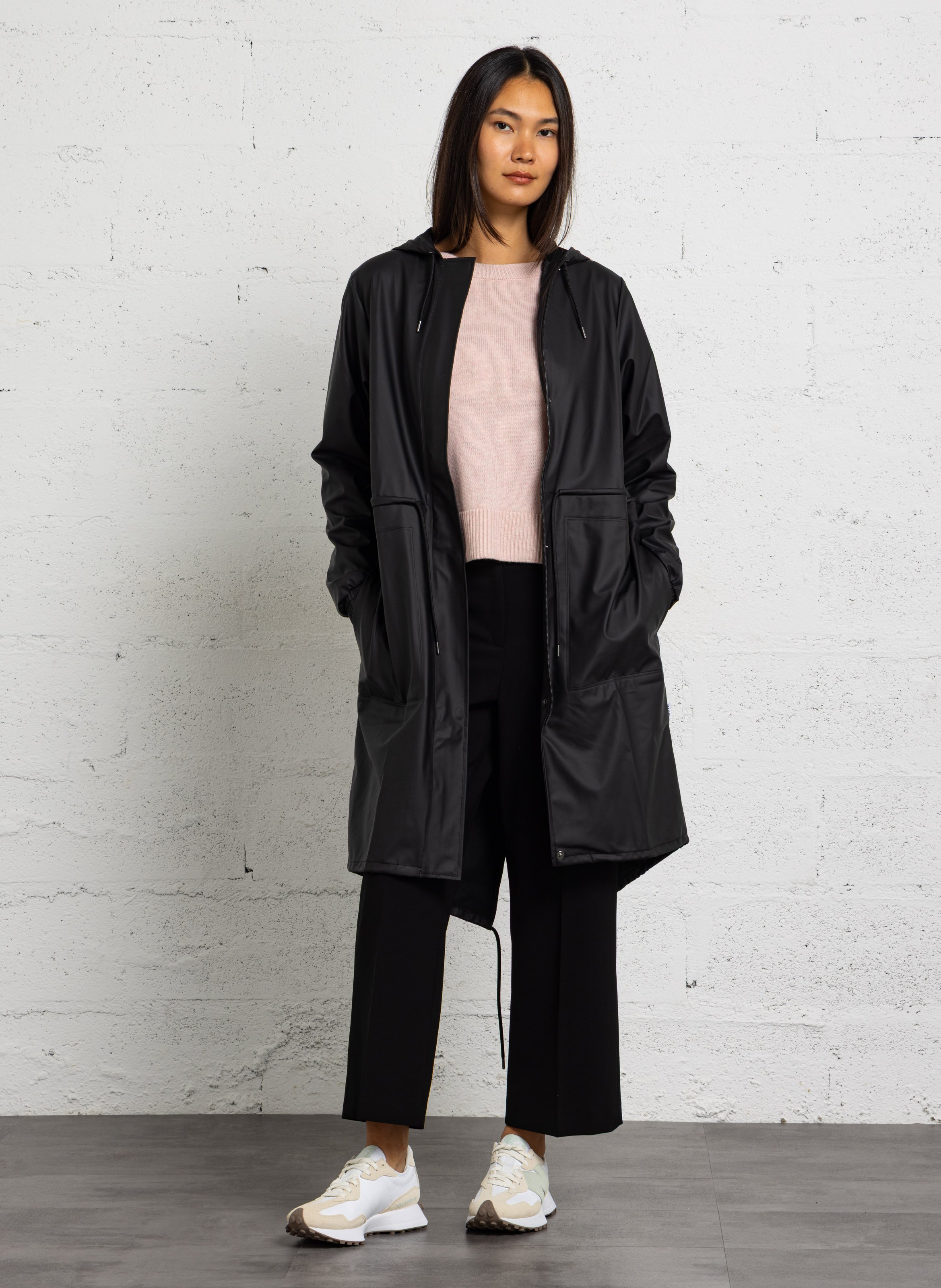 Taillierter Parka mit Kapuze RAINS Schwarz