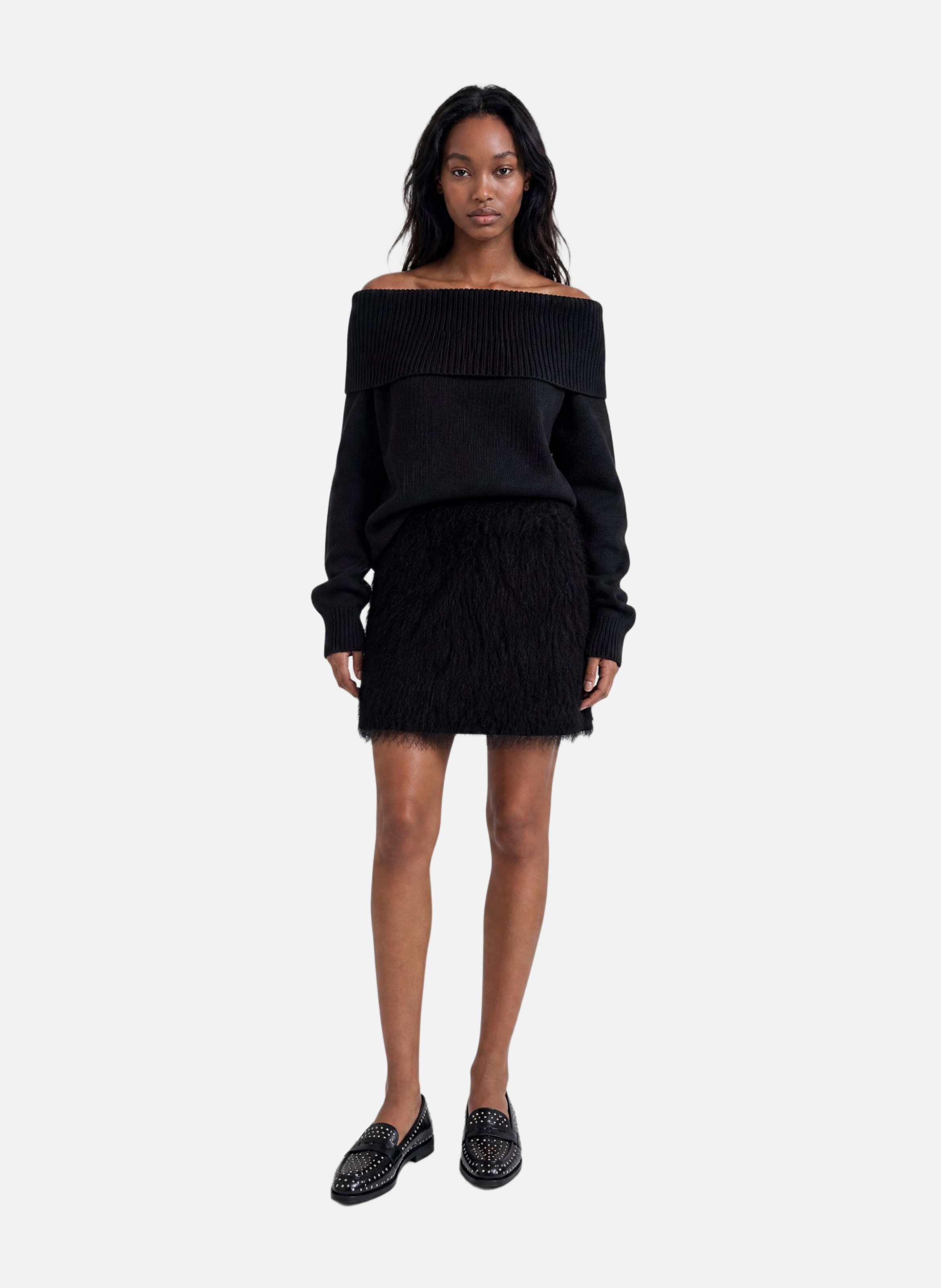 Short skirt with fringe effect THE KOOPLES Black