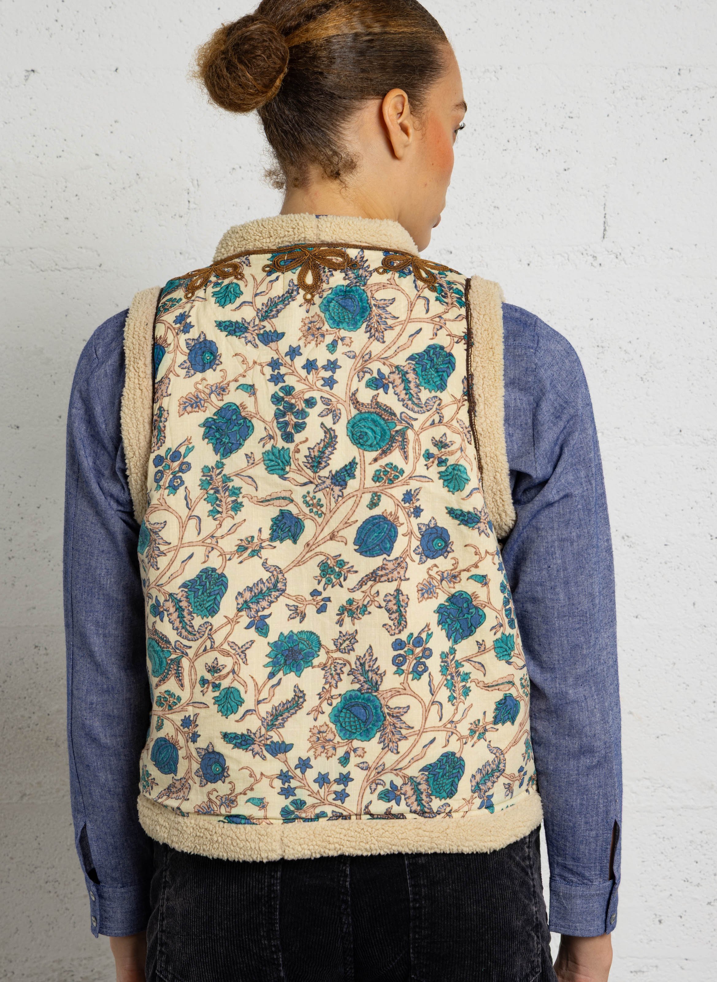 Veste droite sans manches en coton MAISON HOTEL Vert