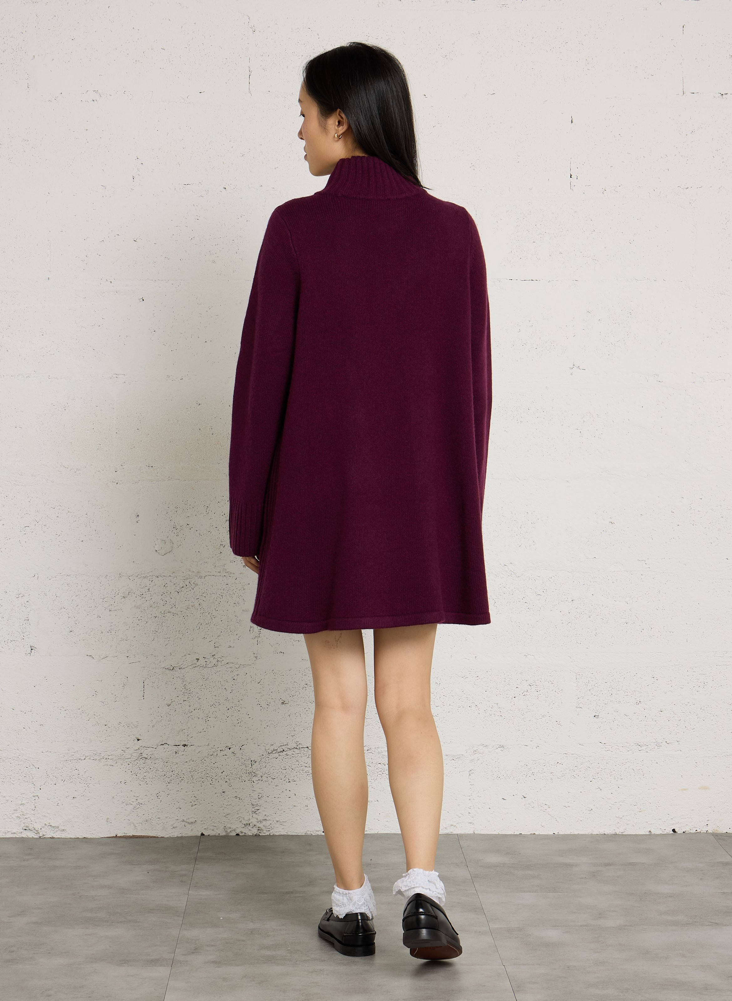 Wollen trui-jurk met opstaande kraag PETITE MENDIGOTE Violet
