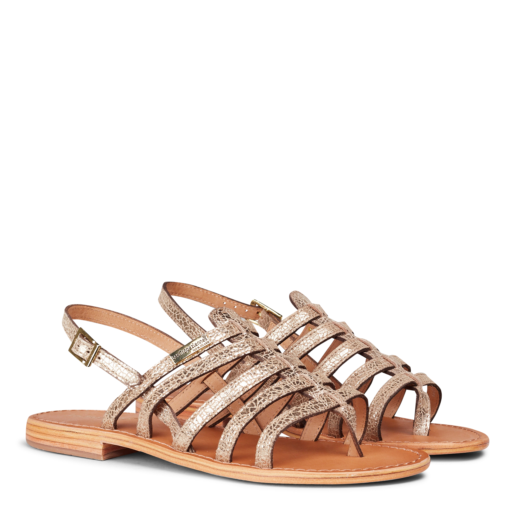Sandalias planas de piel metalizada LES TROPEZIENNES PAR M.BELARBI Dorado