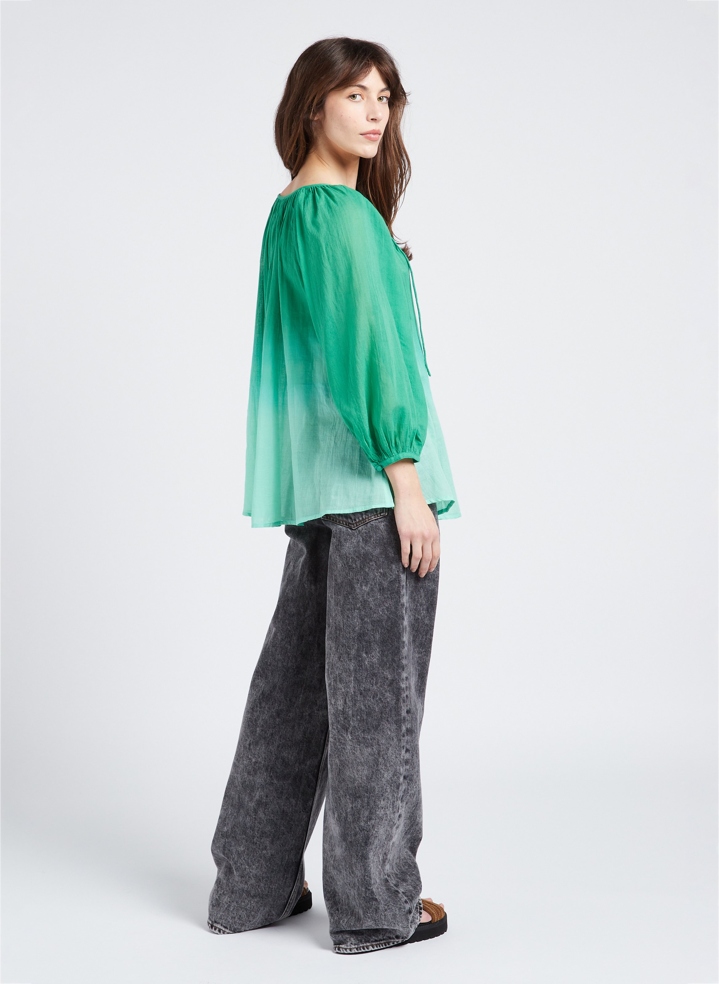 Sheer cotton blouse SWILDENS Green