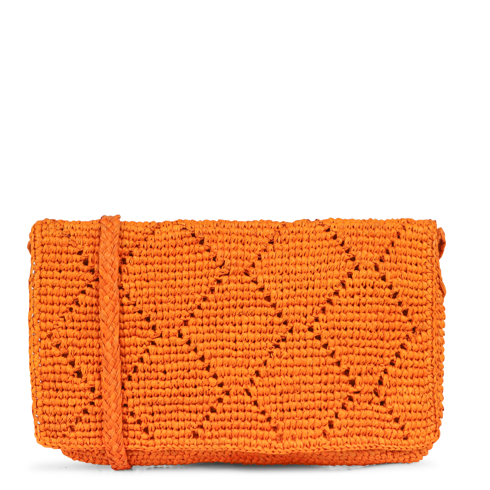 Schoudertas met gaatjespatroon van gevlochten raffia CAMALYA Geel