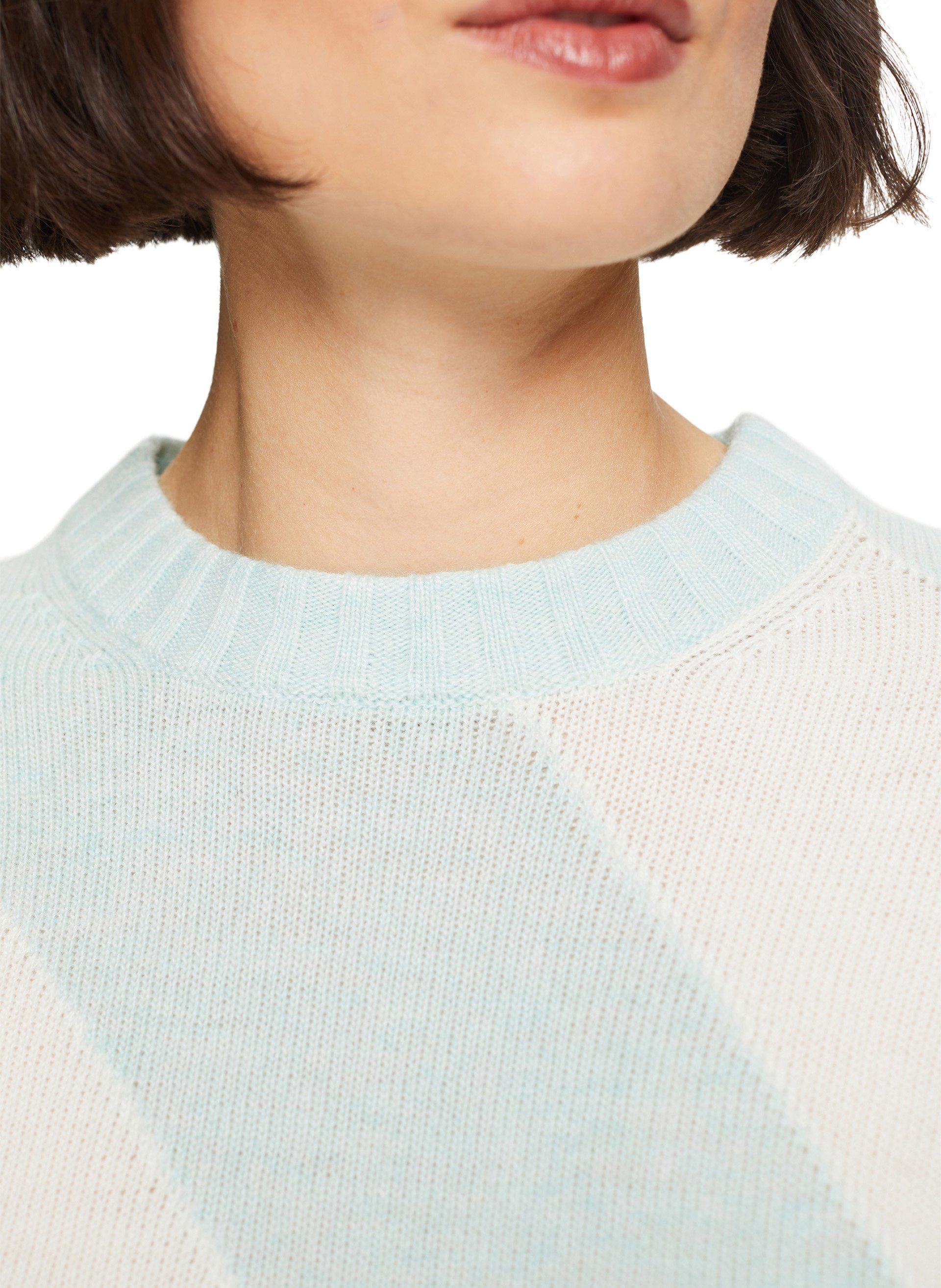 Jersey recto de mezcla de lana y cachemira con cuello redondo ESPRIT Verde