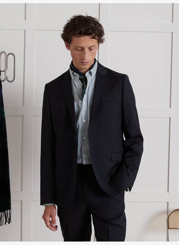 Veste De Costume Tissu Texture Faux uni Bleu Cyrillus Homme 04500 0219 00O 00C Place des Tendances