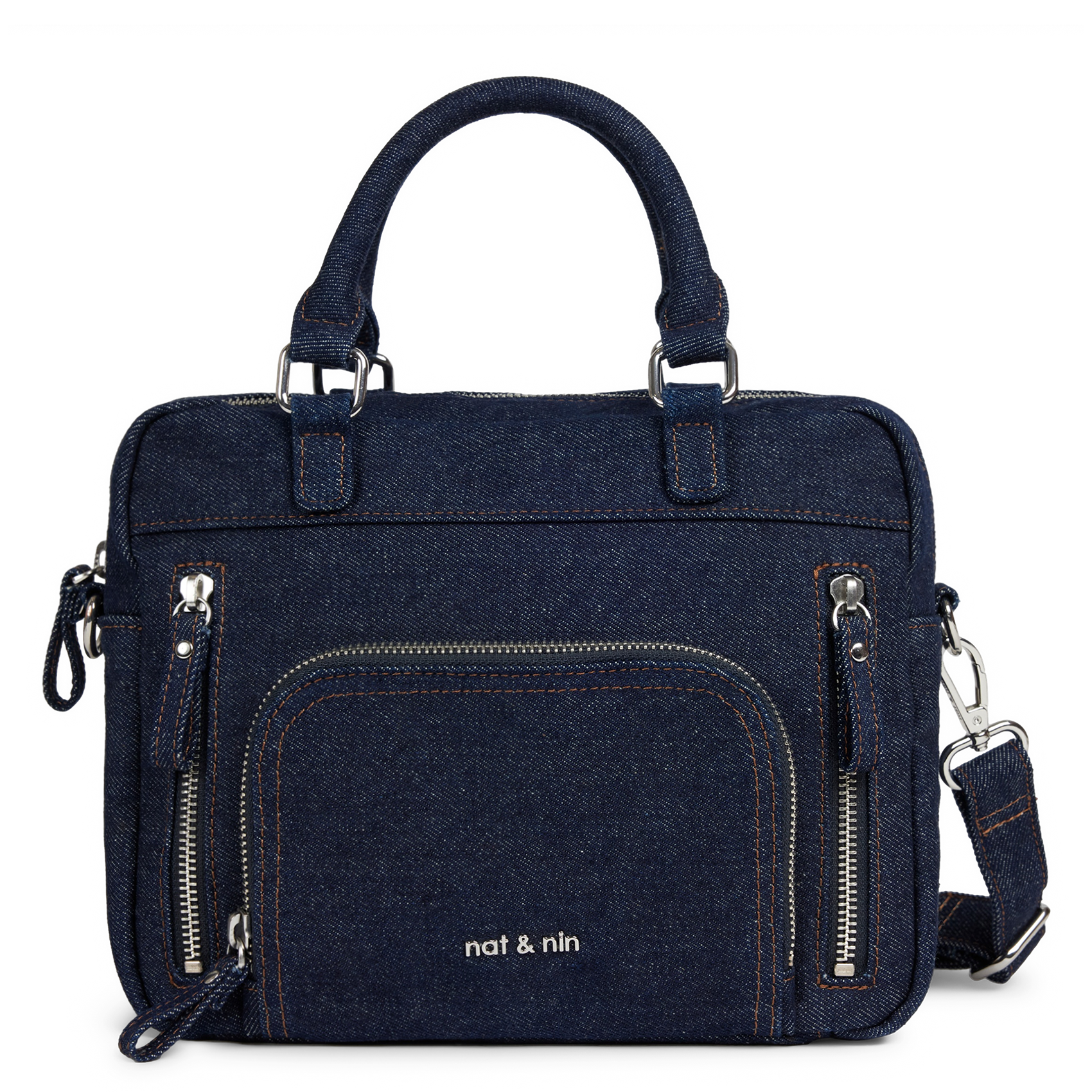 Denim cotton crossbody bag NAT & NIN Blue