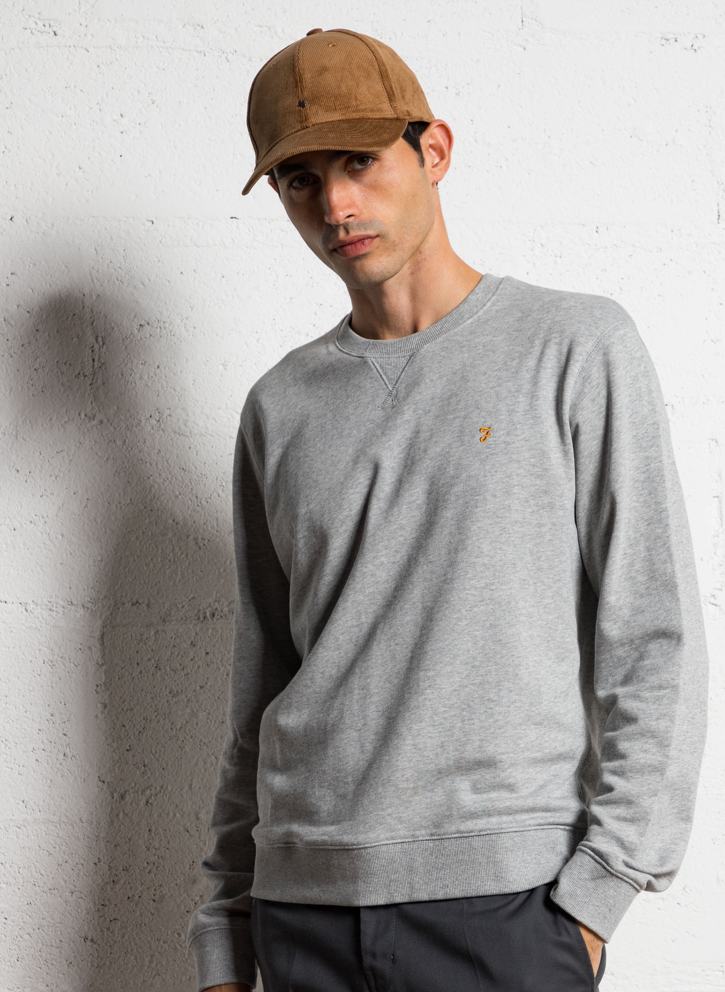 Slim-fit round-neck organic cotton sweatshirt FARAH Silver